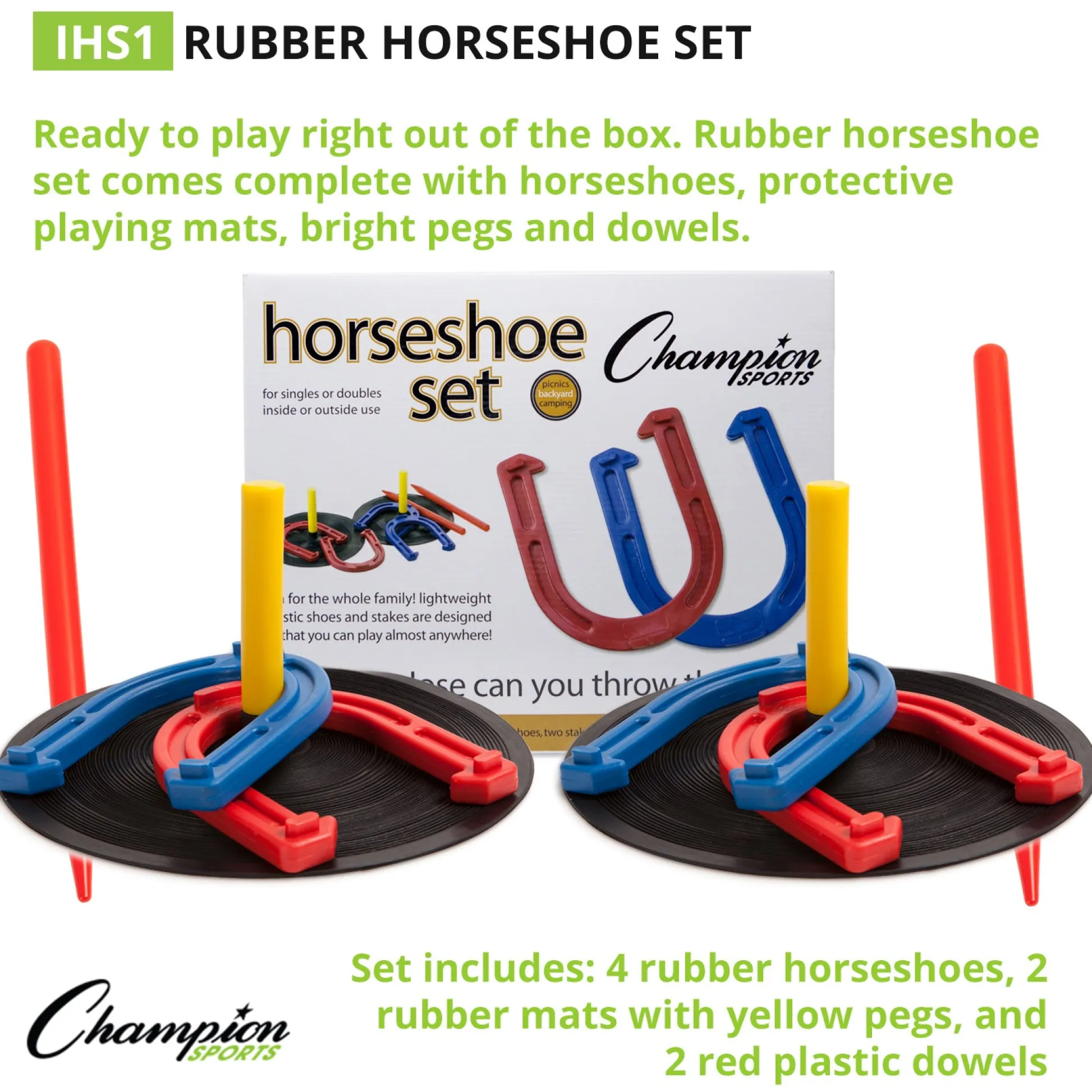 Educators Resource Champion Sports Indoor-Outdoor Rubber Horseshoe Game Set* Toy Sports
