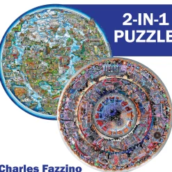 Flat River Group Charles Fazzino 14-Ring Spin Flip Double-Sided Art Puzzle* Puzzles