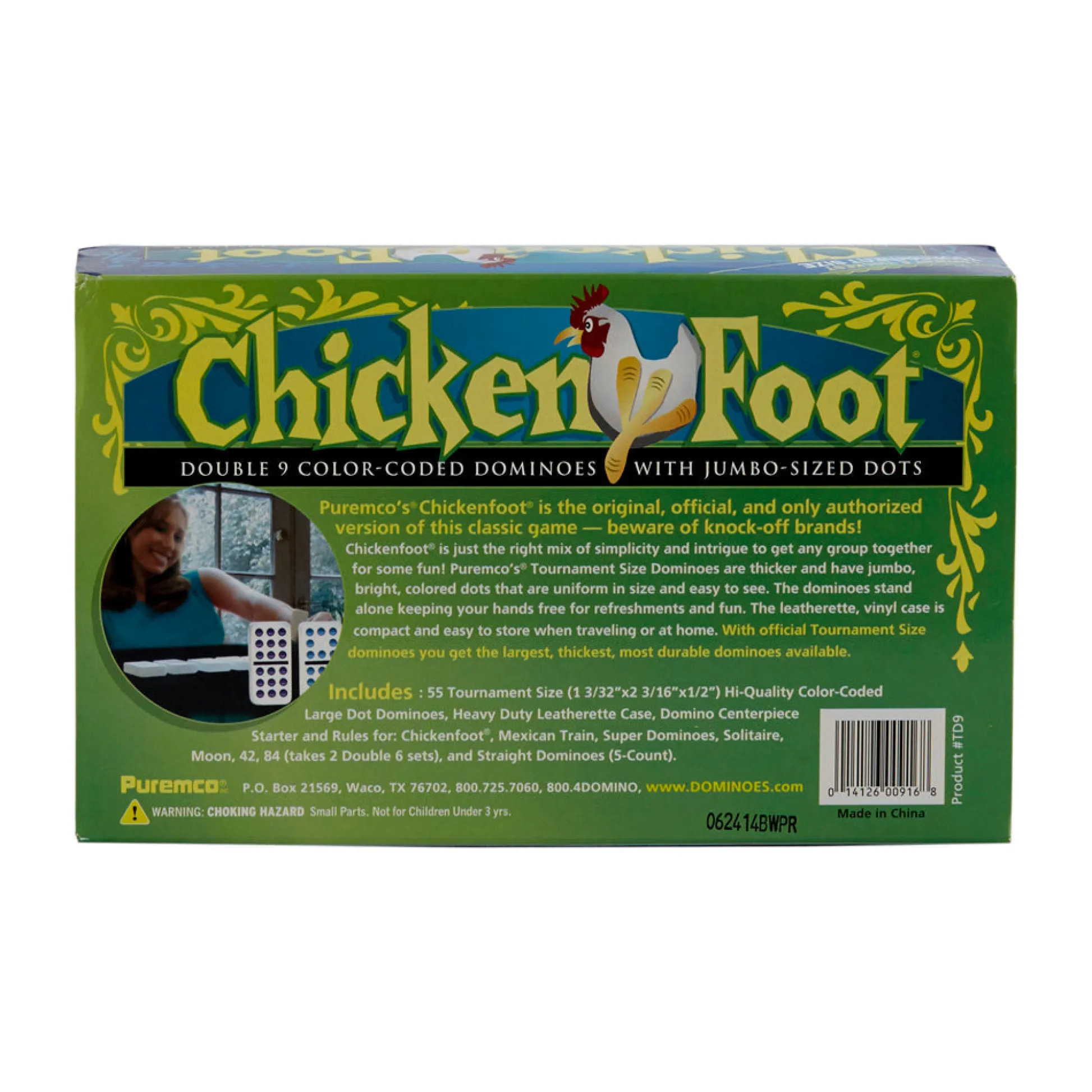 AreYouGame ChickenFoot Tournament Size Double 9 Color Dot Dominoes Set* Dominoes & Tiles Games