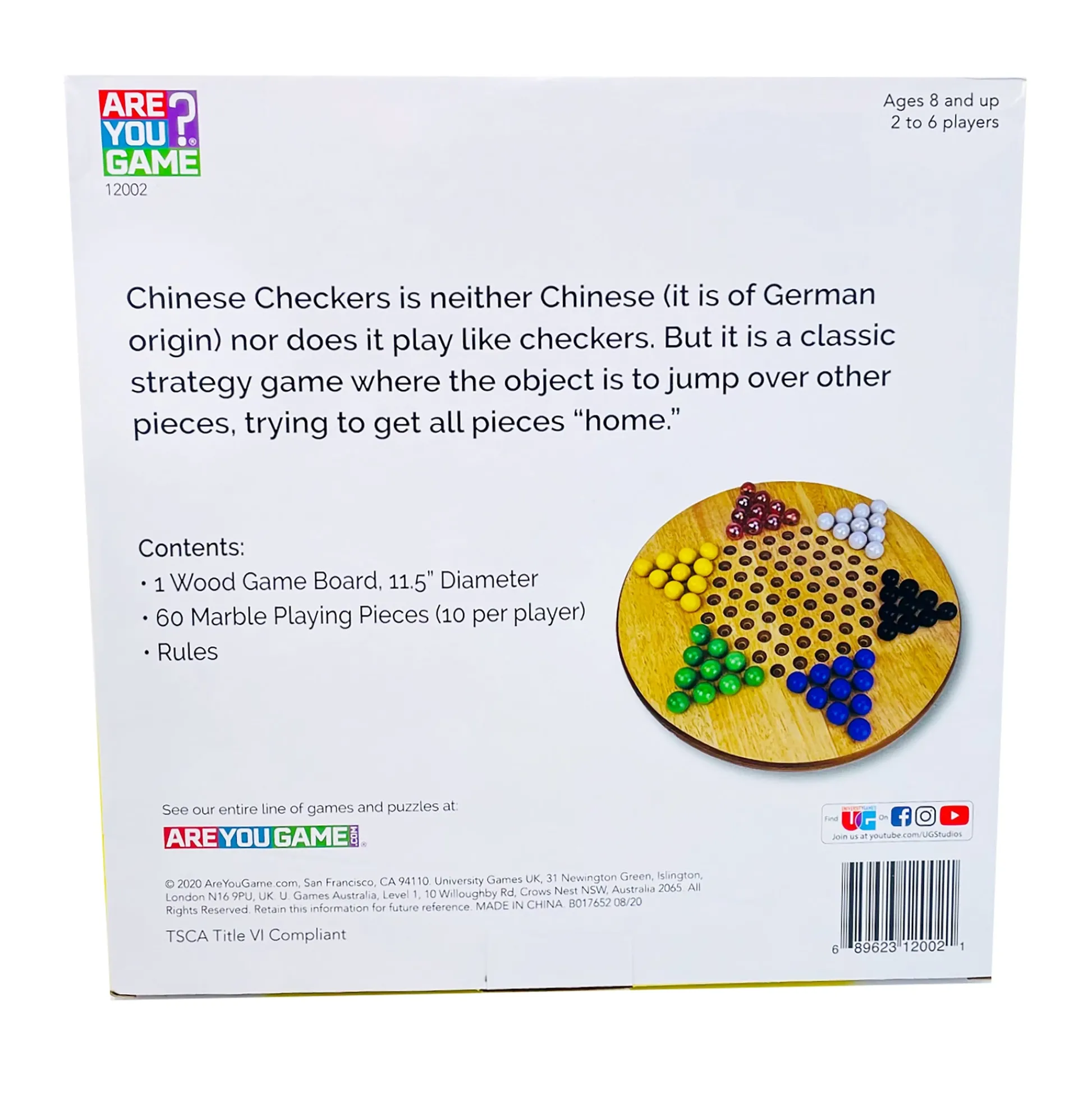 AreYouGame Classic Wooden Chinese Checkers Board Game with Glass Marbles* Role-Playing Games|Board Games