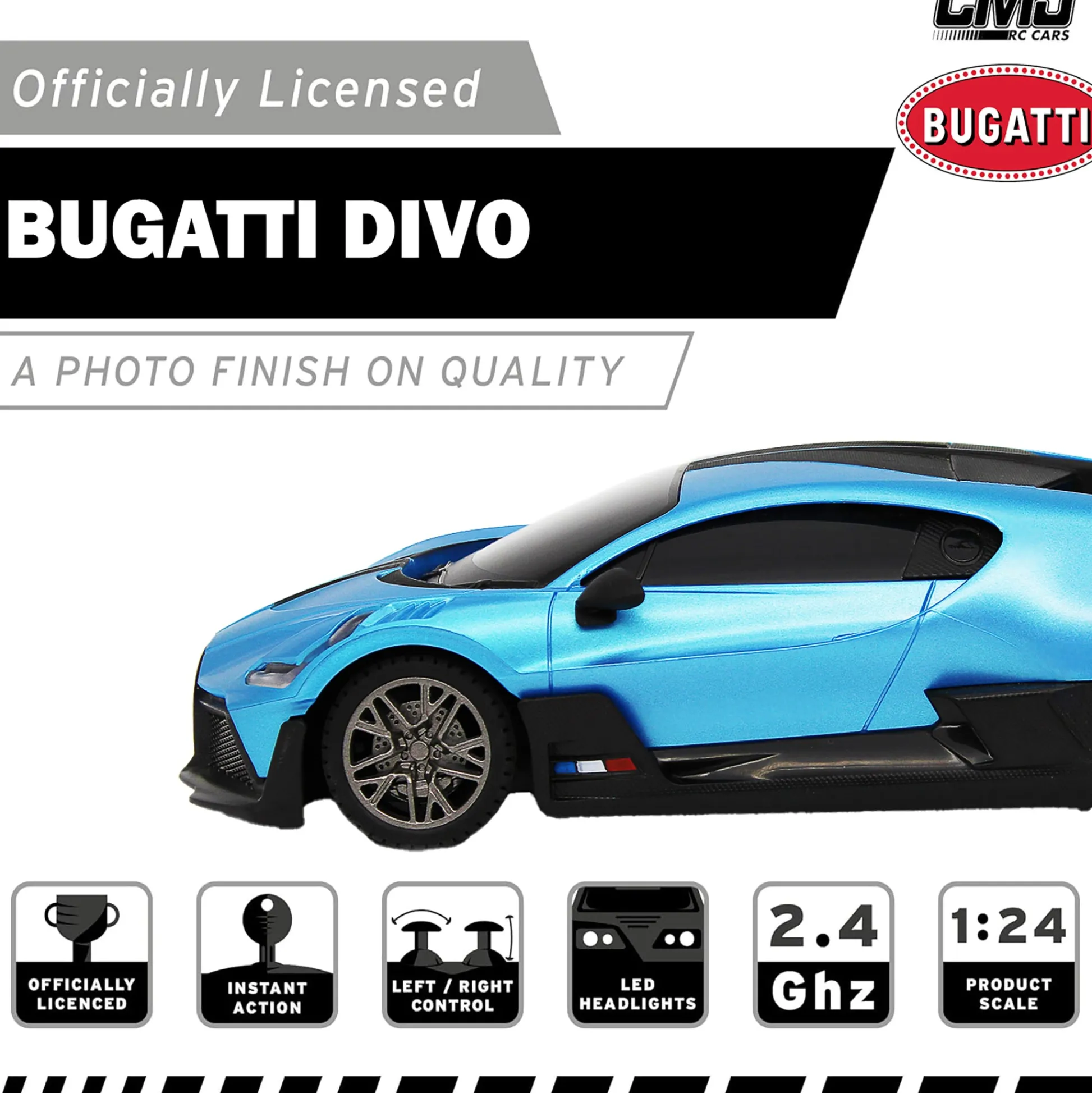 Flat River Group CMJ RC Cars Bugatti Divo Remote Control Vehicle - Blue - 1:24 Scale - 2.4GHz* Rc Cars & Flight