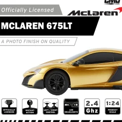 Flat River Group CMJ RC Cars: McLaren 675LT - Gold - 1:24 Scale, 2.4GHz, Remote Control Sports Car with LED Headlights* Rc Cars & Flight