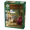 Flat River Group Cobble Hill 1000 Piece Jigsaw Puzzle: Cabin Porch with Reference Poster* Puzzles