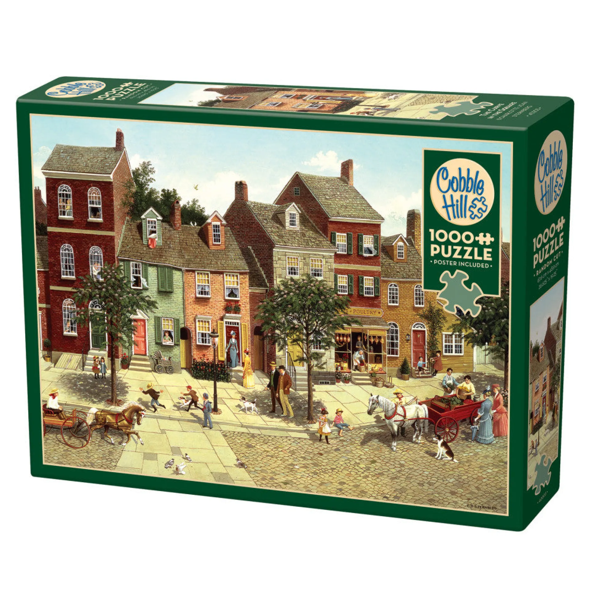 Flat River Group Cobble Hill 1000 Piece Puzzle: The Curve In The Square - Earth Friendly Jigsaw with Poster* Puzzles