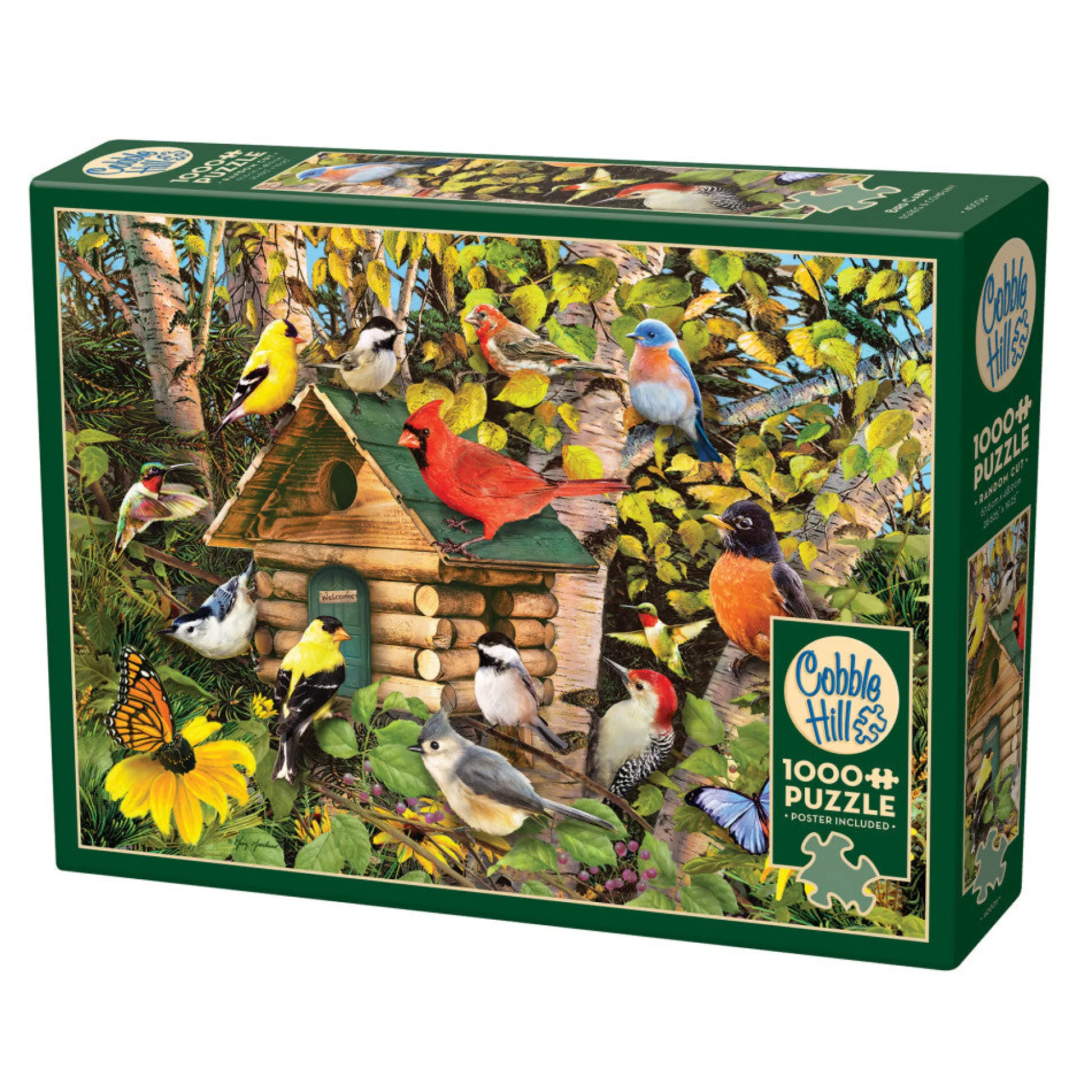 Flat River Group Cobble Hill 1000 Piece Puzzle: Bird Cabin - Eco-Friendly Jigsaw with Reference Poster* Puzzles