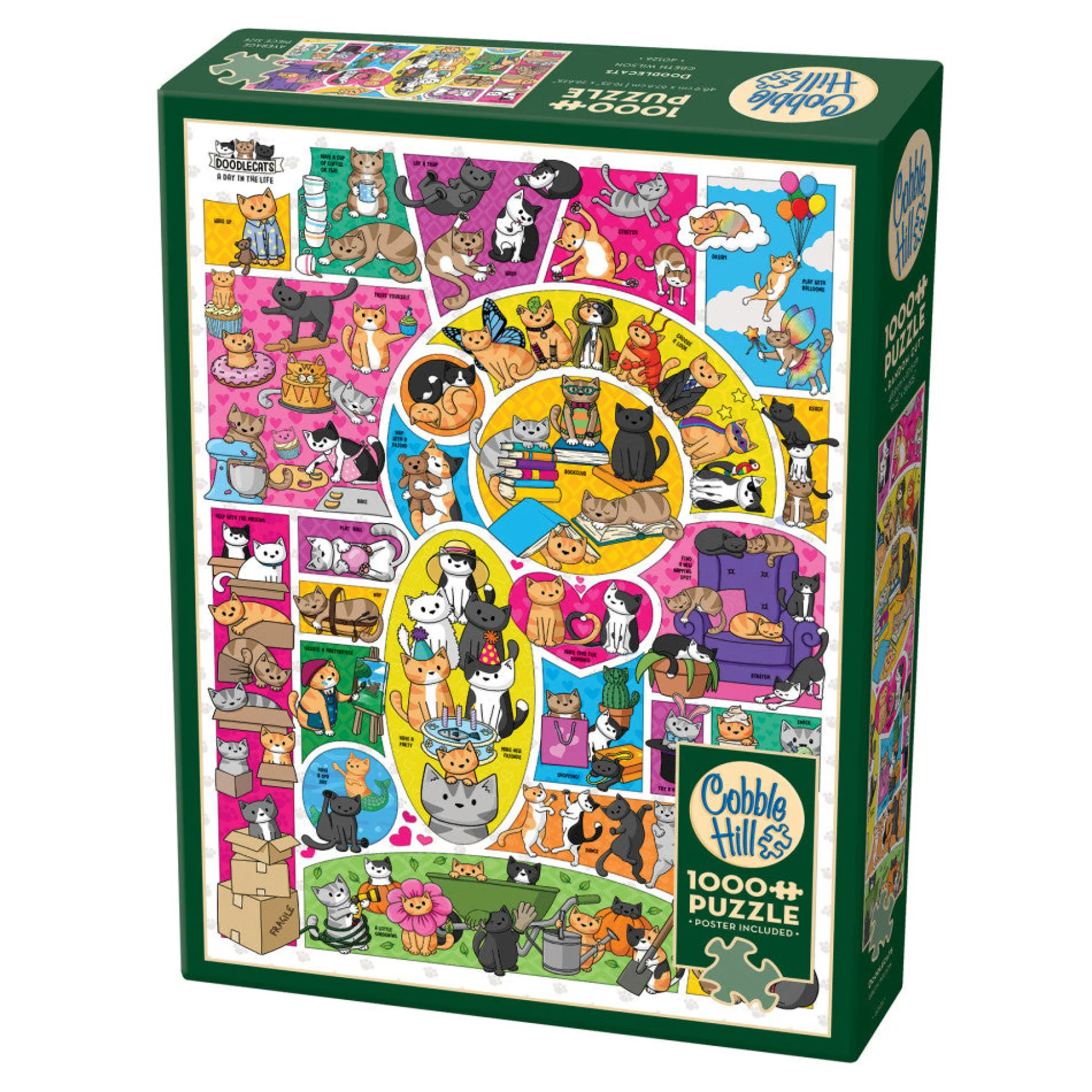 Flat River Group Cobble Hill Doodlecats 1000 Piece Puzzle - Eco-Friendly Jigsaw* Puzzles
