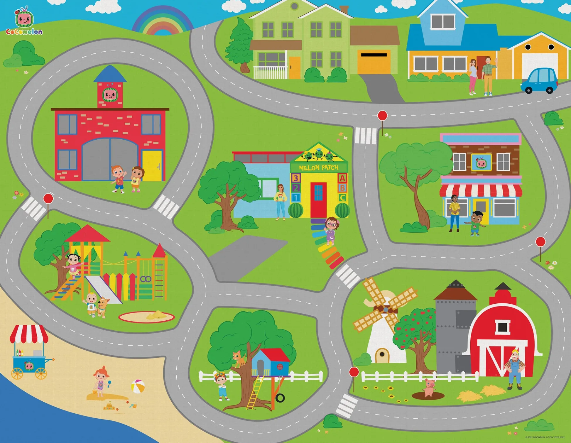 The Distribution Solutions CocoMelon Jumbo MegaMat - Interactive Playmat for Toddlers* Preschool Pals|Preschool Vehicles