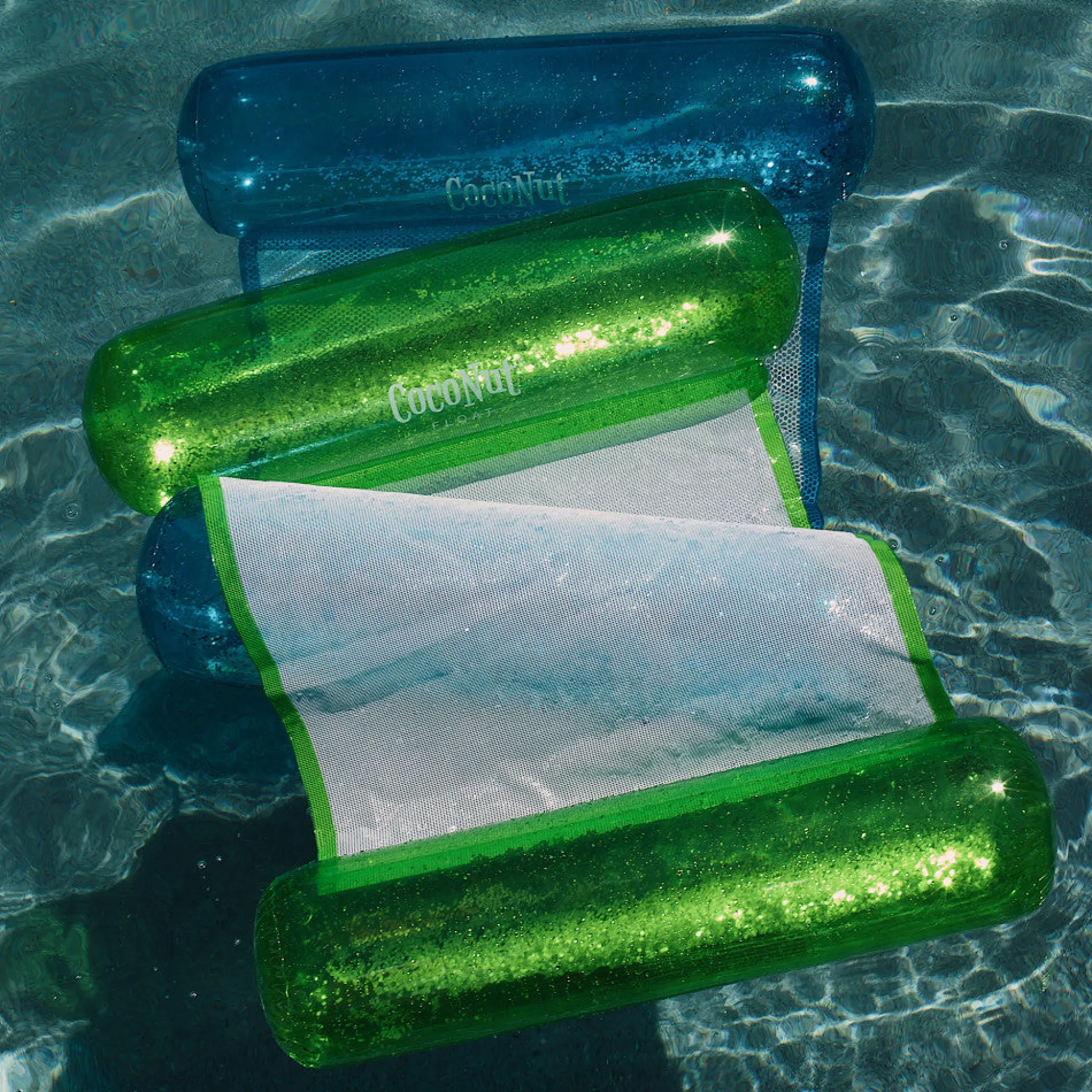 Flat River Group CocoNut Float Green Glitter Hammock Pool Lounger - 49" x 30" Inflatable Relaxation Chair* Swimming Pools & Water Toys