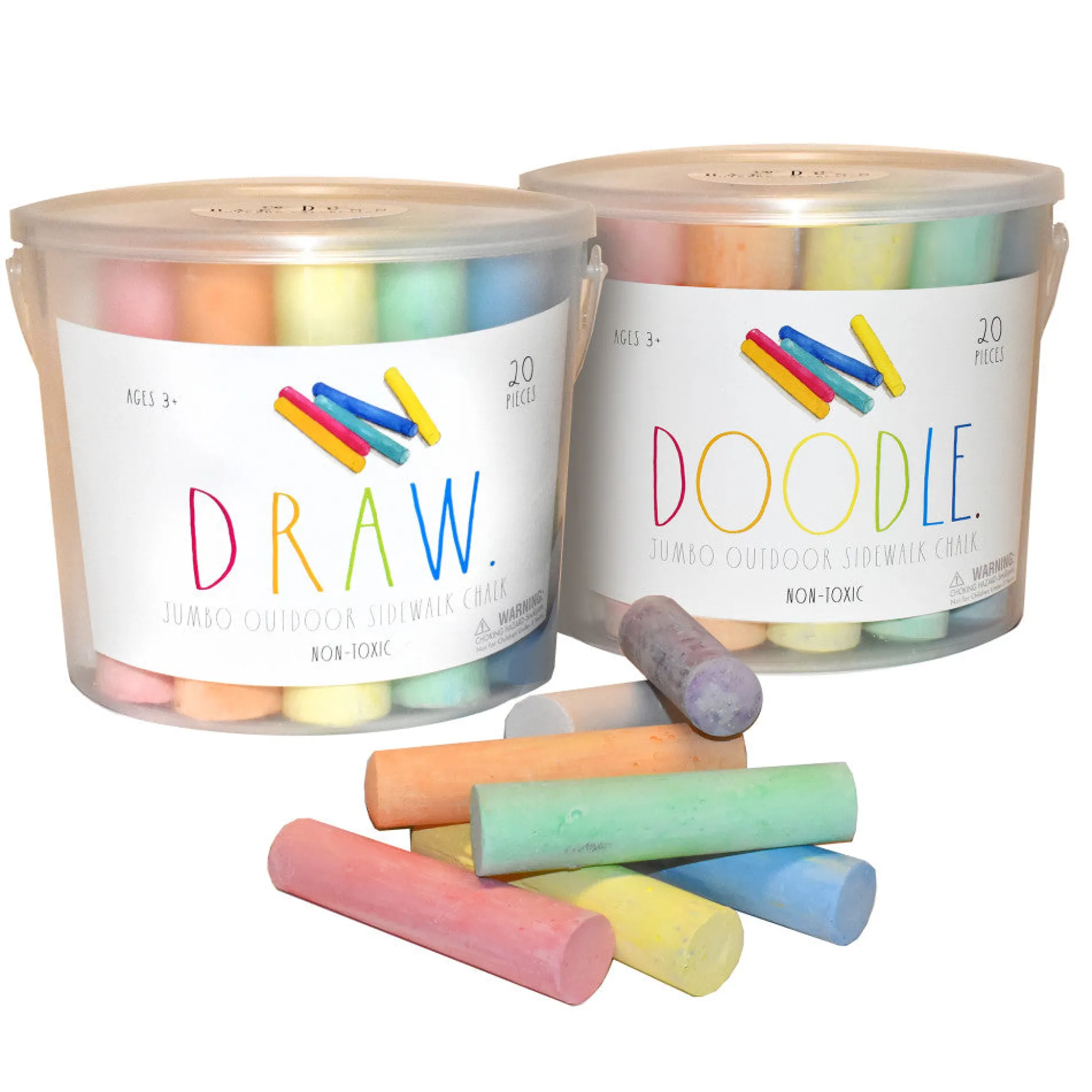 Flat River Group CocoNut Outdoor Rae Dunn Jumbo Sidewalk Chalk Set - 40 Pieces, Assorted Colors* Bubbles & Sidewalk Chalk
