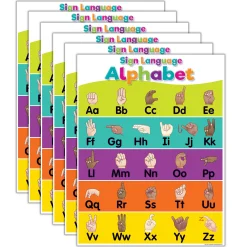 Educators Resource Colorful Sign Language Alphabet Learning Charts by Teacher Created Resources, 17" x 22", Pack of 6* Reading, Writing & Speech|Social & Emotional Skills