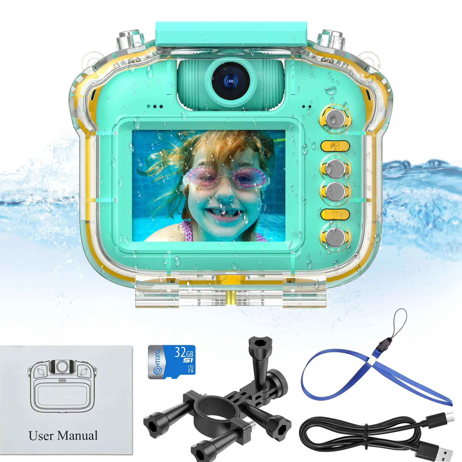Contixo Kids Waterproof HD Camera - 1080p, 5x Zoom, Playful Games, Green* Electronics