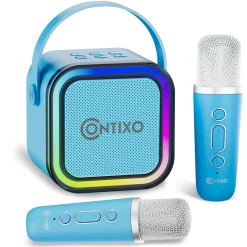 Contixo Mini Karaoke Machine - Bluetooth Portable Party Speaker with Wireless Mics & LED Lights* Social & Emotional Skills|Karaoke Machines & Accessories
