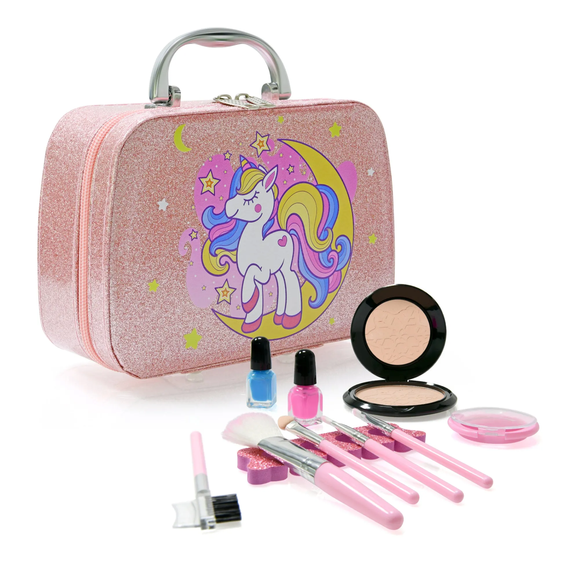 Contixo Unicorn-Themed Kids Makeup Set with Sparkle Case – Includes Brushes & Mirror* Dress Up & Accessories|Dress Up