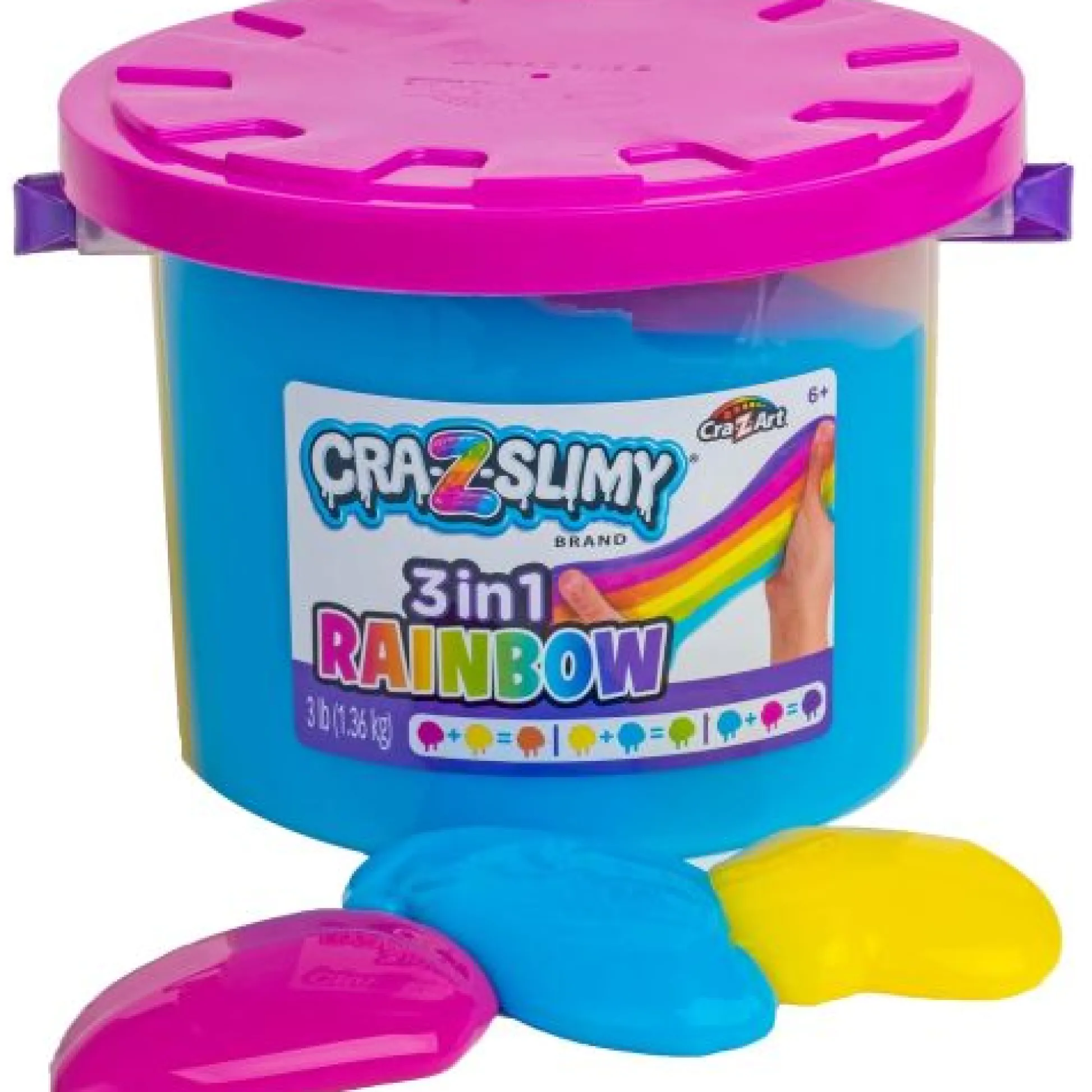 Calendar Holdings, LLC Cra Z Slimy Tri-Color Rainbow Slime Bucket - 3lb of Pink, Yellow & Blue* Slime