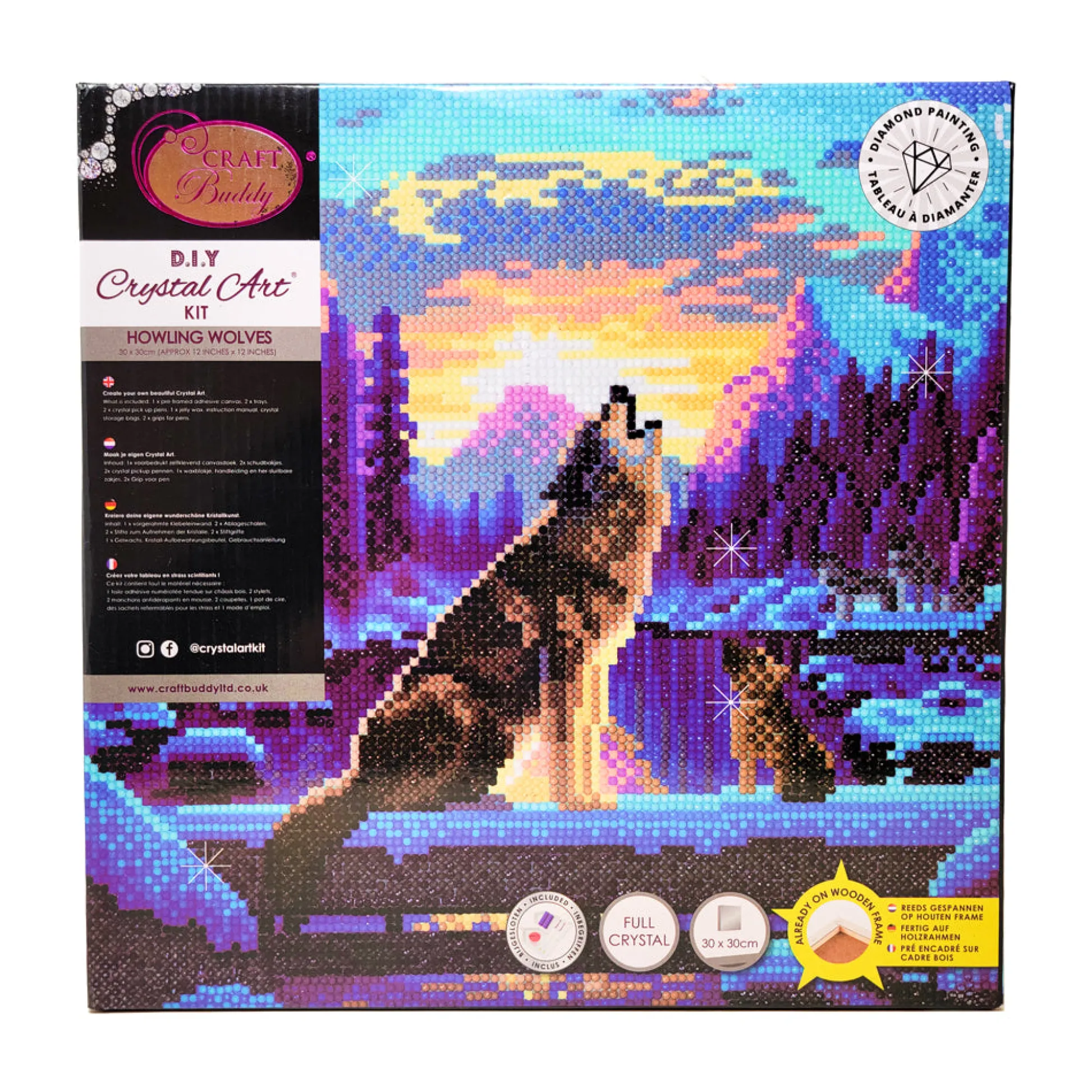 AreYouGame Craft Buddy Howling Wolves Crystal Art Medium Framed Kit* Crafts & Activities
