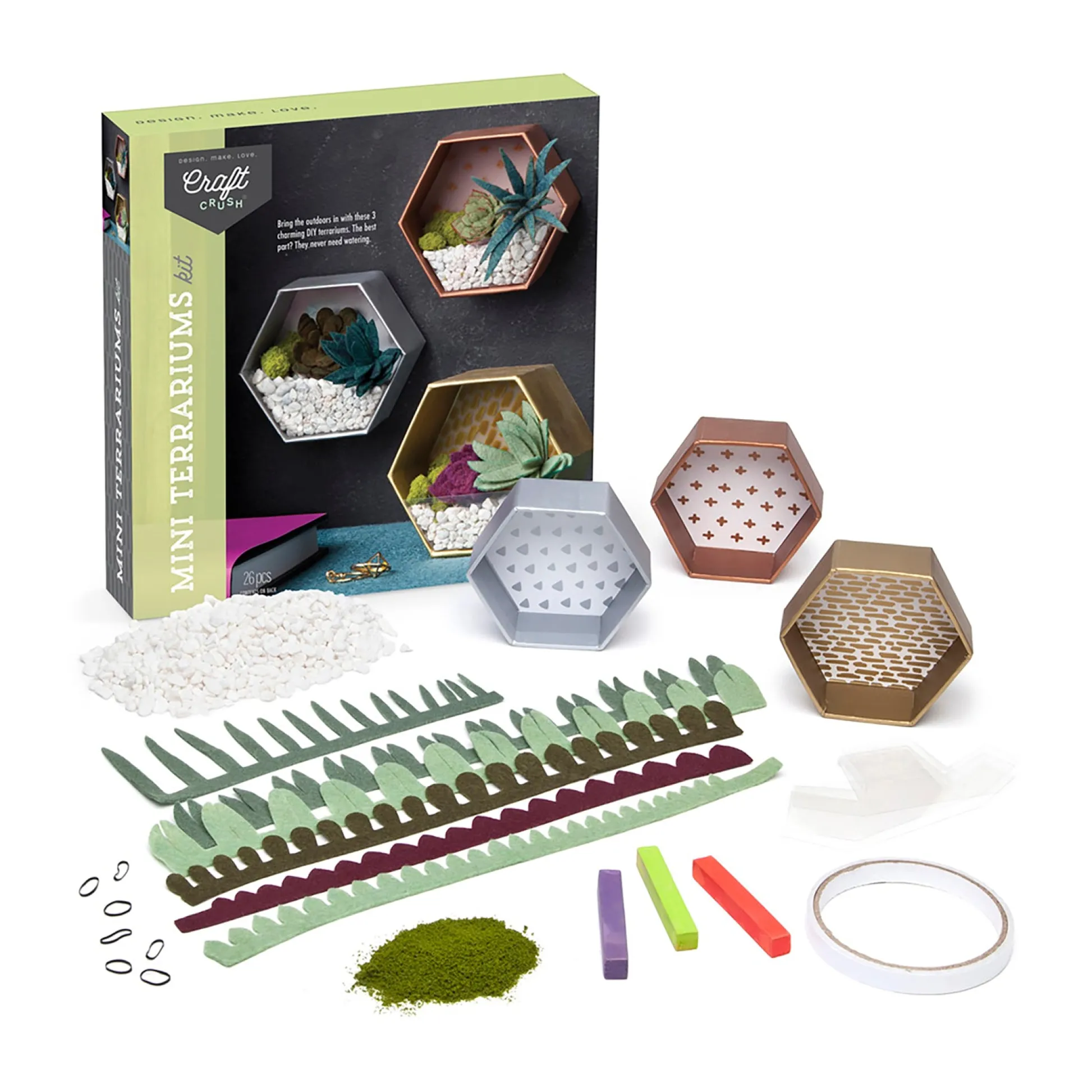 AreYouGame Craft Crush Mini Terrariums Kit - Create Felt Succulent Displays* Crafts & Activities