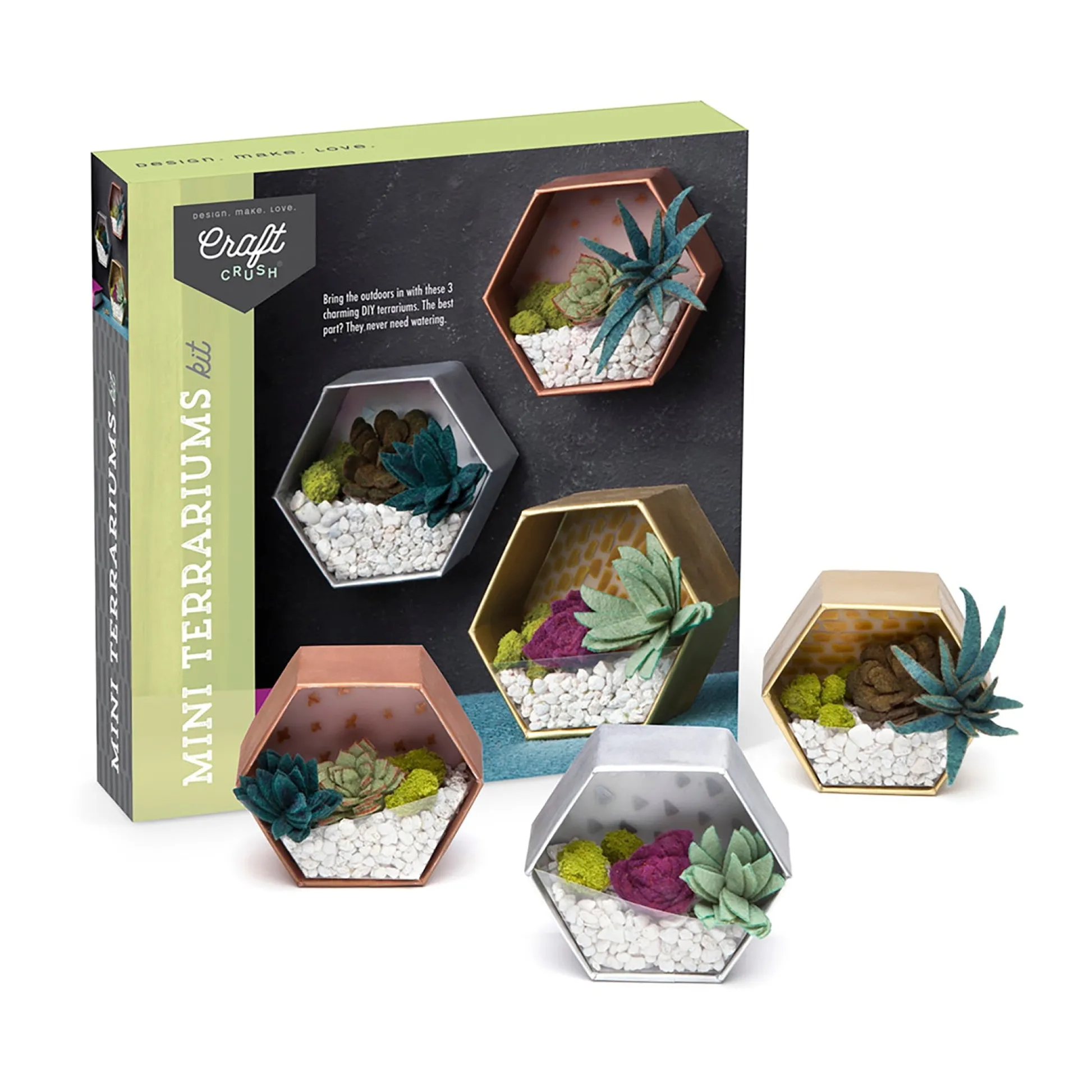 AreYouGame Craft Crush Mini Terrariums Kit - Create Felt Succulent Displays* Crafts & Activities