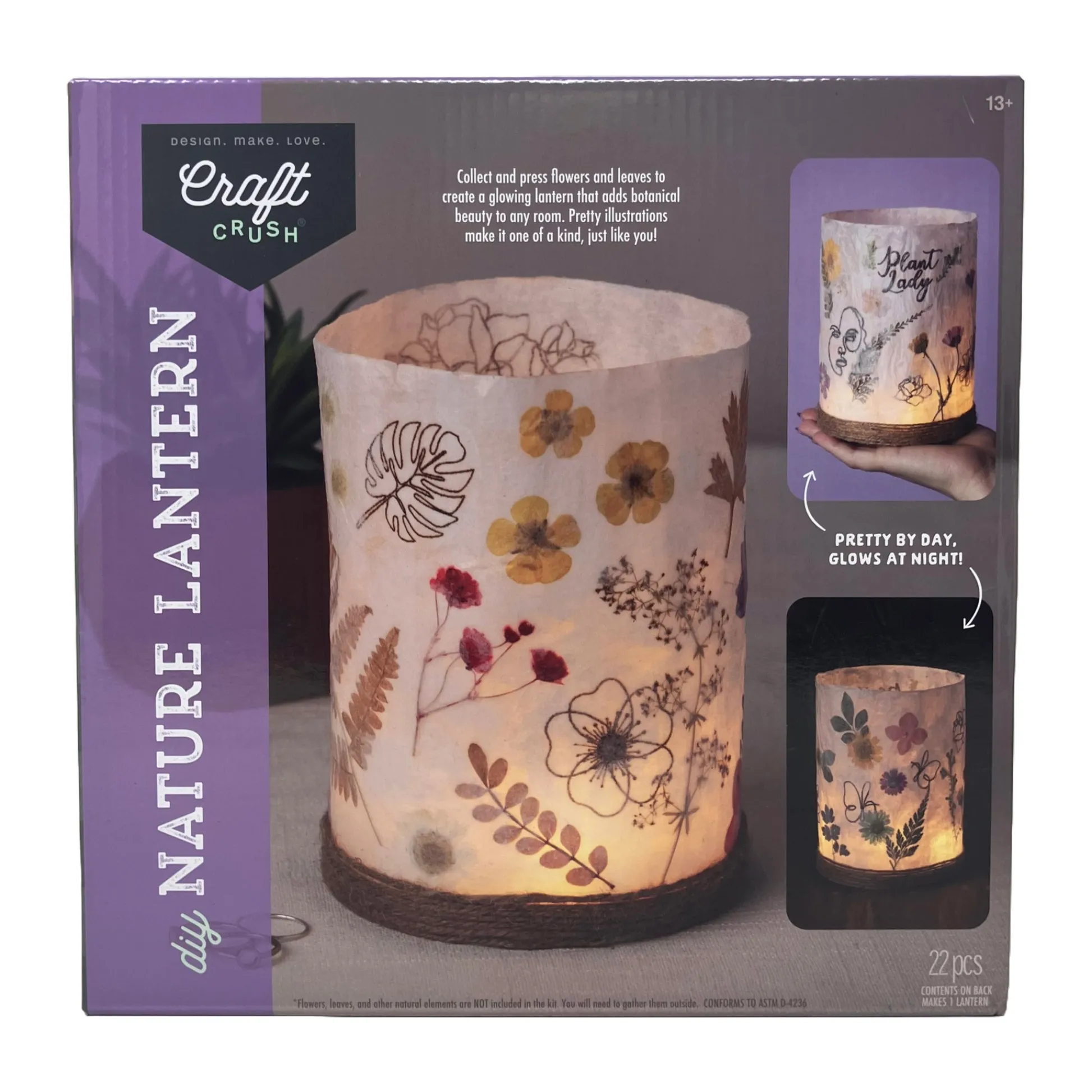 AreYouGame Craft Crush Nature-Inspired DIY Lantern Kit - Create Your Own Floral Masterpiece* Crafts & Activities