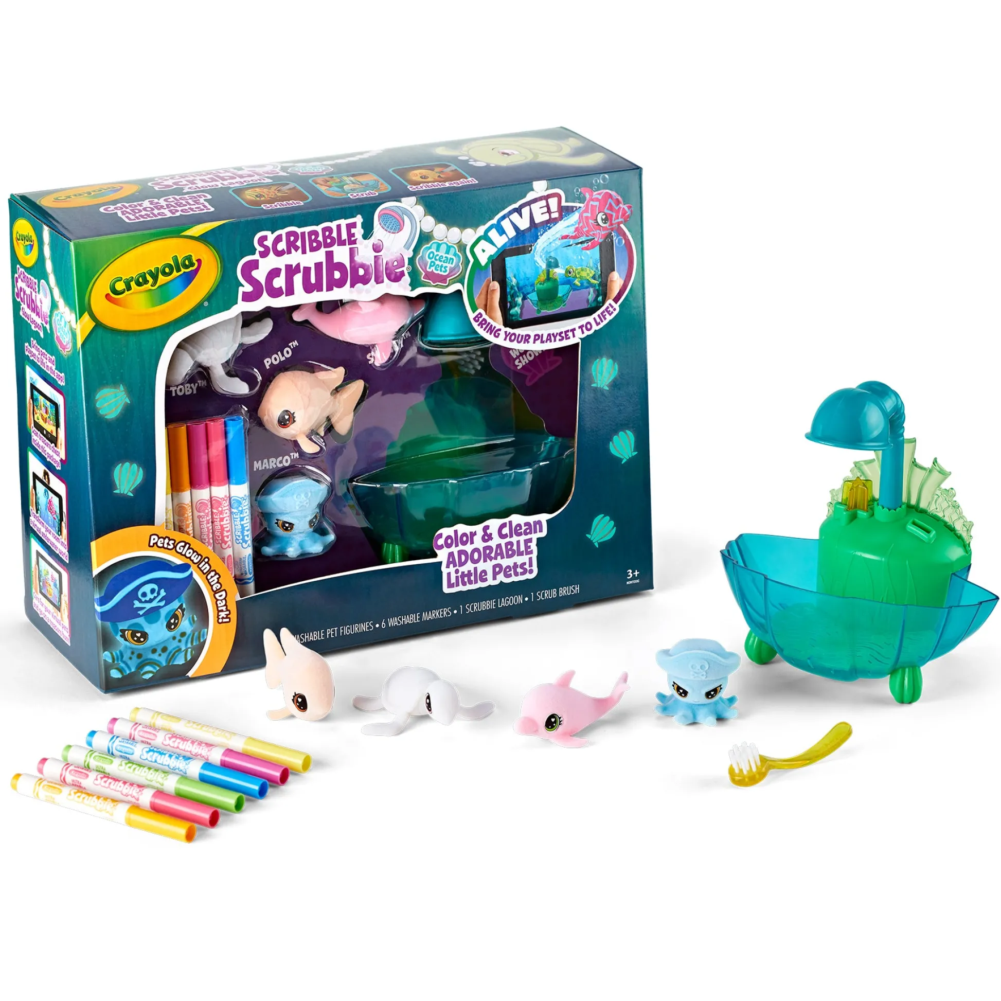 Educators Resource Crayola Scribble Scrubbie Ocean Pets Glow Lagoon Playset* Drawing, Color & Painting