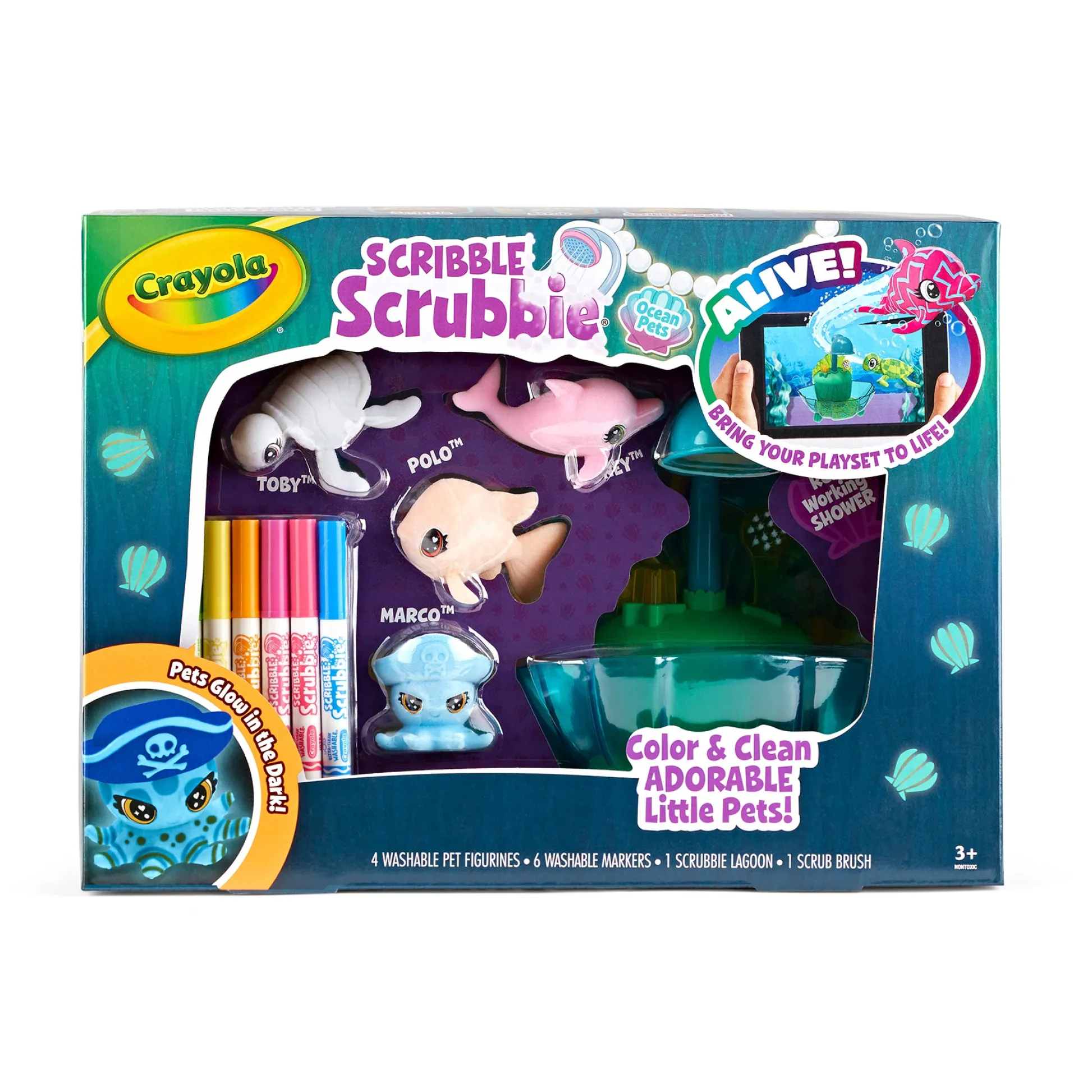 Educators Resource Crayola Scribble Scrubbie Ocean Pets Glow Lagoon Playset* Drawing, Color & Painting