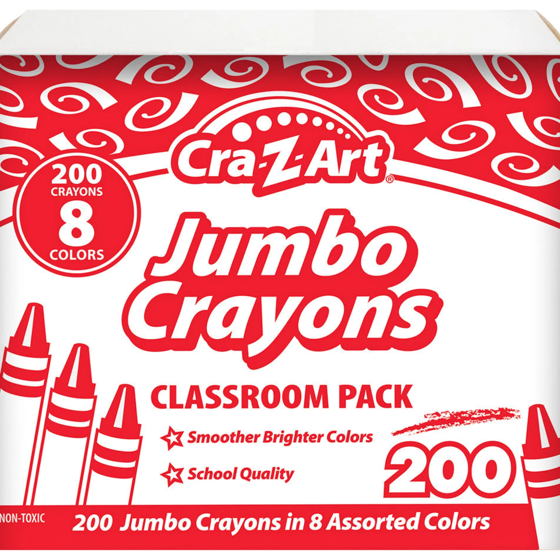 Flat River Group Cra-Z-Art Classroom Pack: Jumbo Crayons - 200 Pieces, 8 Bright Colors* Drawing, Color & Painting