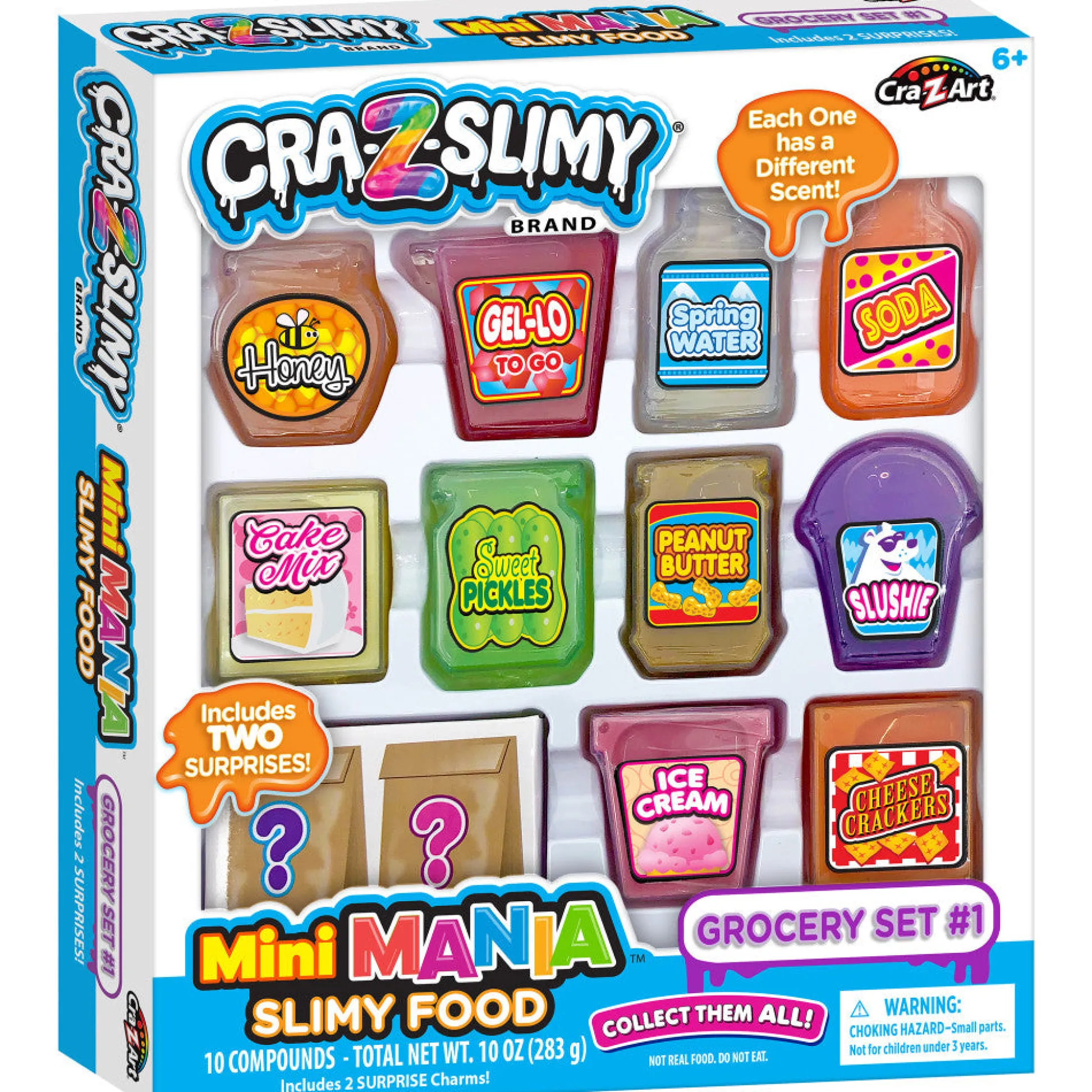 Flat River Group Cra-Z-Art Cra-Z-Slimy Mini Mania Slimy Food Grocery Set - 10 Scented Slimes* Slime