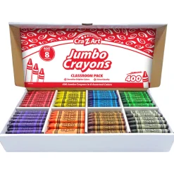 Flat River Group Cra-Z-Art Jumbo Crayons Classroom Pack - 400 Count, 8 Vibrant Colors* Drawing, Color & Painting