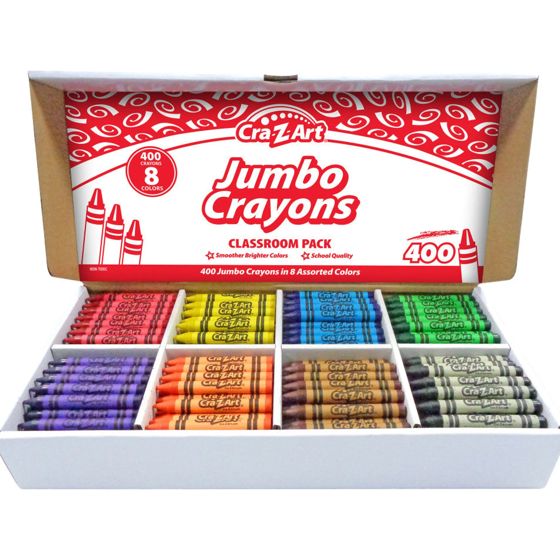 Flat River Group Cra-Z-Art Jumbo Crayons Classroom Pack - 400 Count, 8 Vibrant Colors* Drawing, Color & Painting