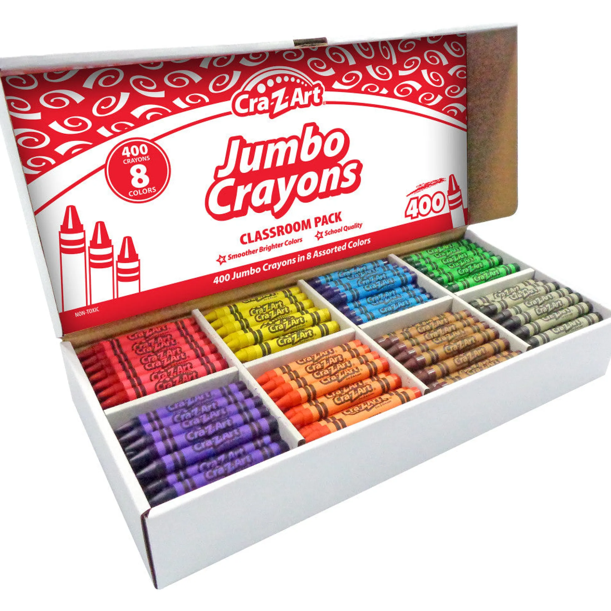 Flat River Group Cra-Z-Art Jumbo Crayons Classroom Pack - 400 Count, 8 Vibrant Colors* Drawing, Color & Painting