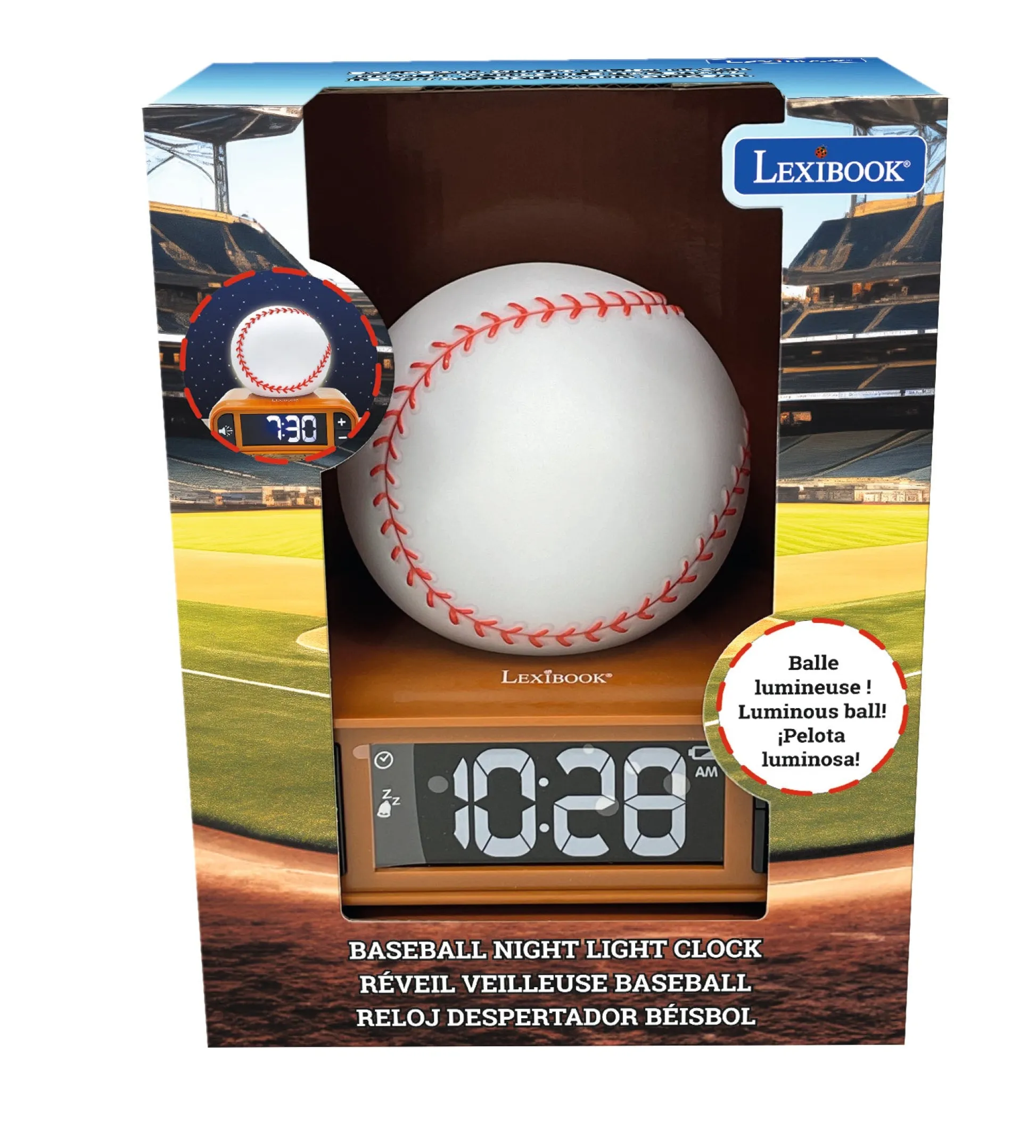 Lexibook 3D Baseball Digital Alarm Clock & Nightlight - Game Day Wakes!* Role-Playing Games|Board Games
