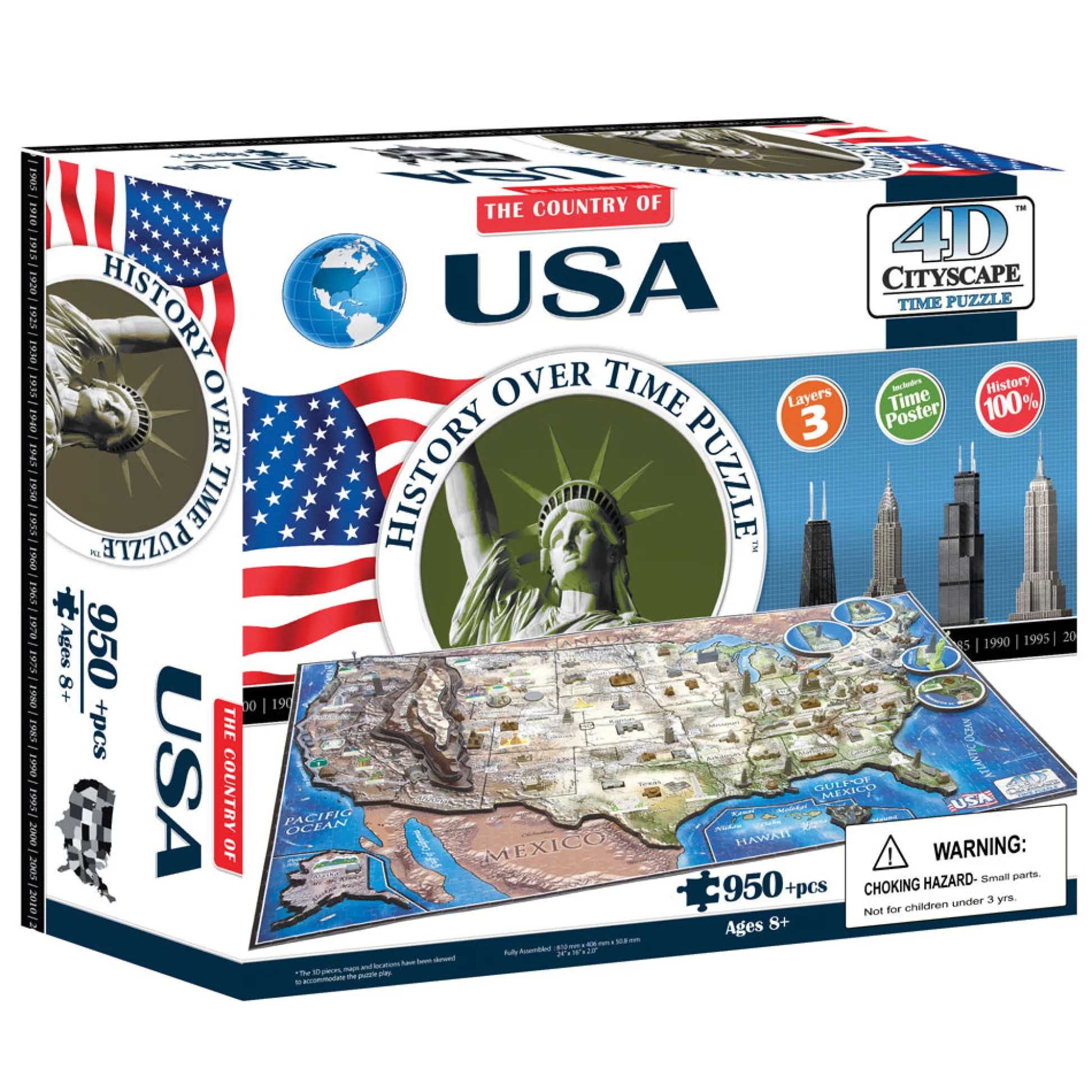 AreYouGame 4D Cityscape Time Puzzle - USA History Over Time 950+ pc* Puzzles