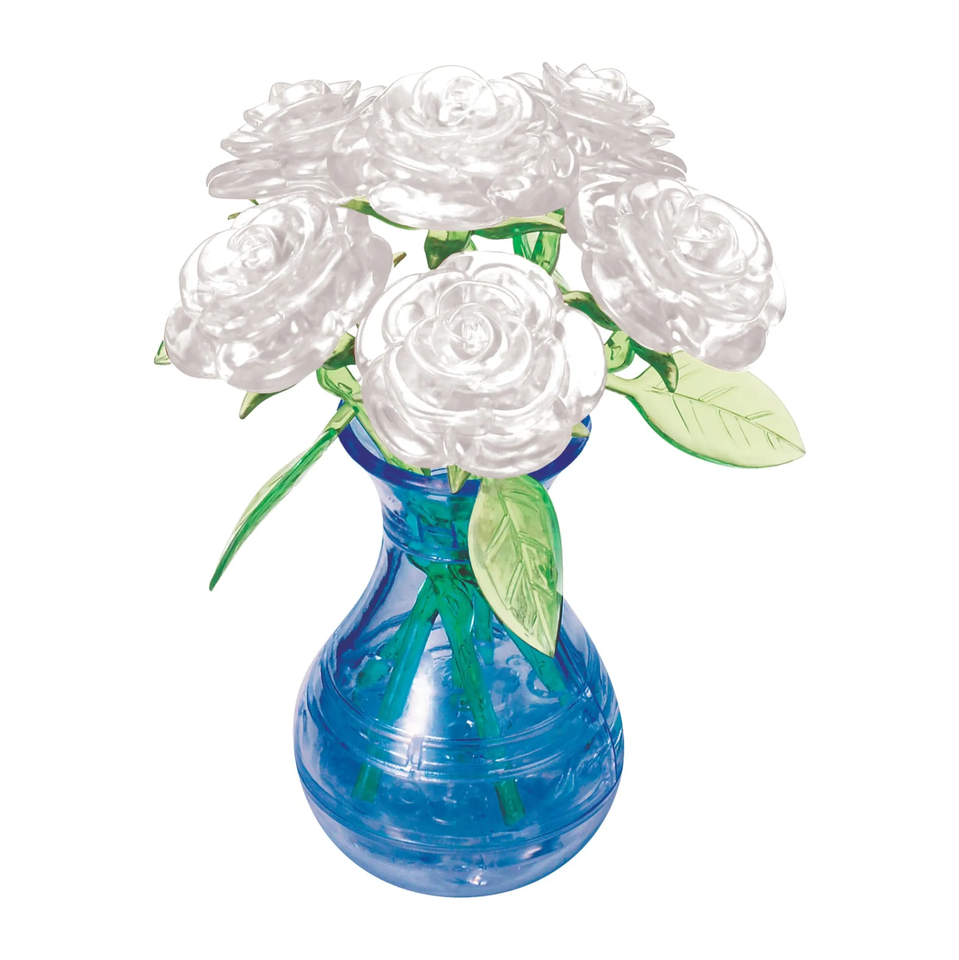 AreYouGame 3D Crystal Puzzle - Eloquent White Roses in a Vase, 47 Pieces* Puzzles