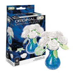 AreYouGame 3D Crystal Puzzle - Eloquent White Roses in a Vase, 47 Pieces* Puzzles