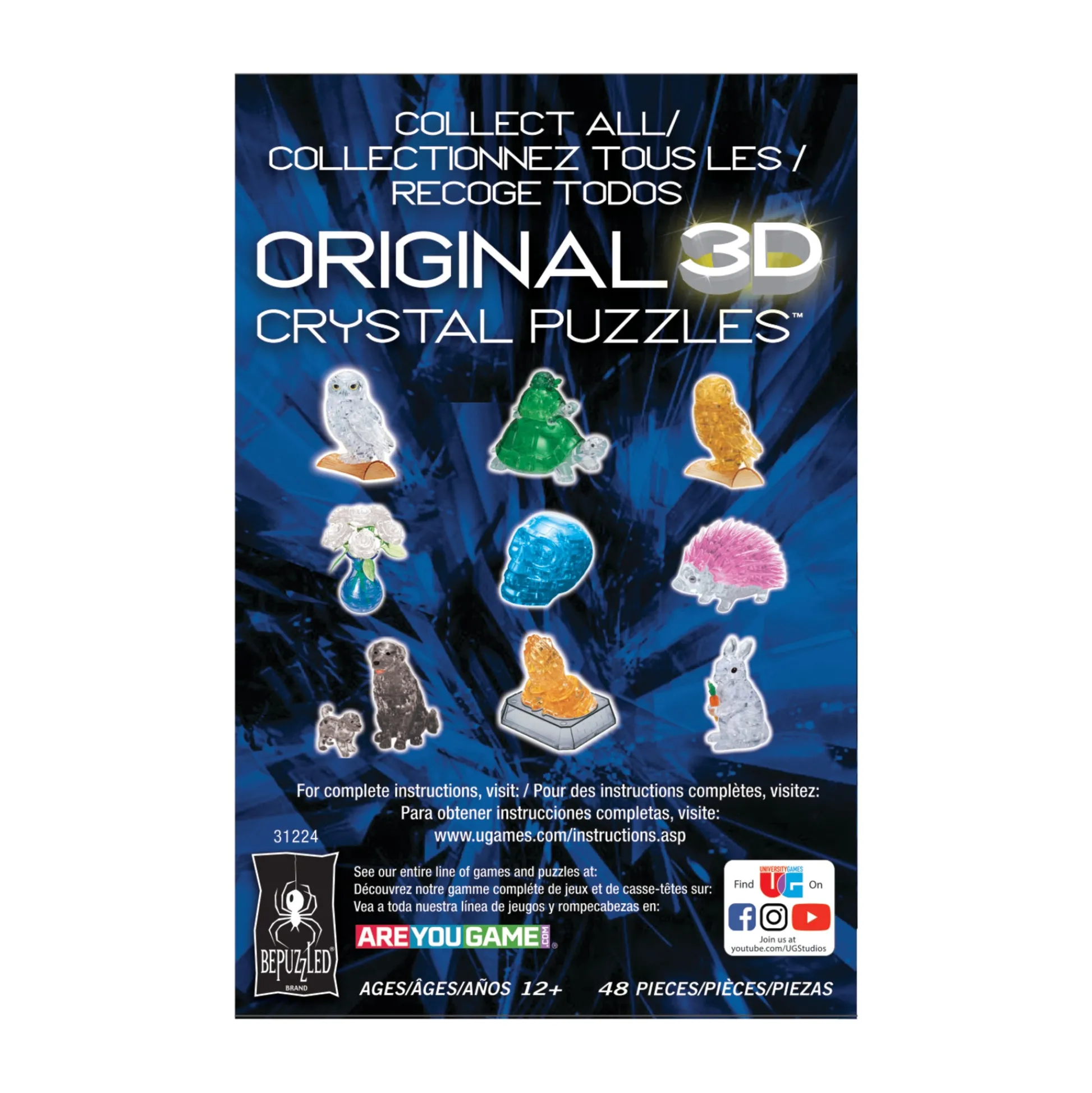 AreYouGame 3D Crystal Puzzle - Gorilla and Baby (Black): 48 Pcs* Puzzles