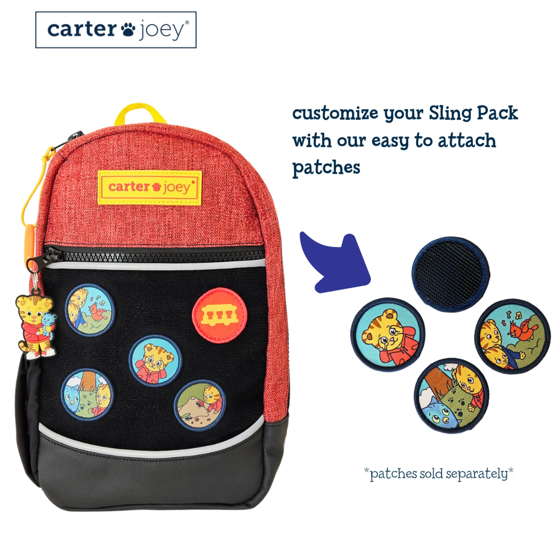 carter joey Daniel Tiger's Neighborhood x Cozy Explorer Sling Pack with Keychain* Preschool Education Toys & Activities