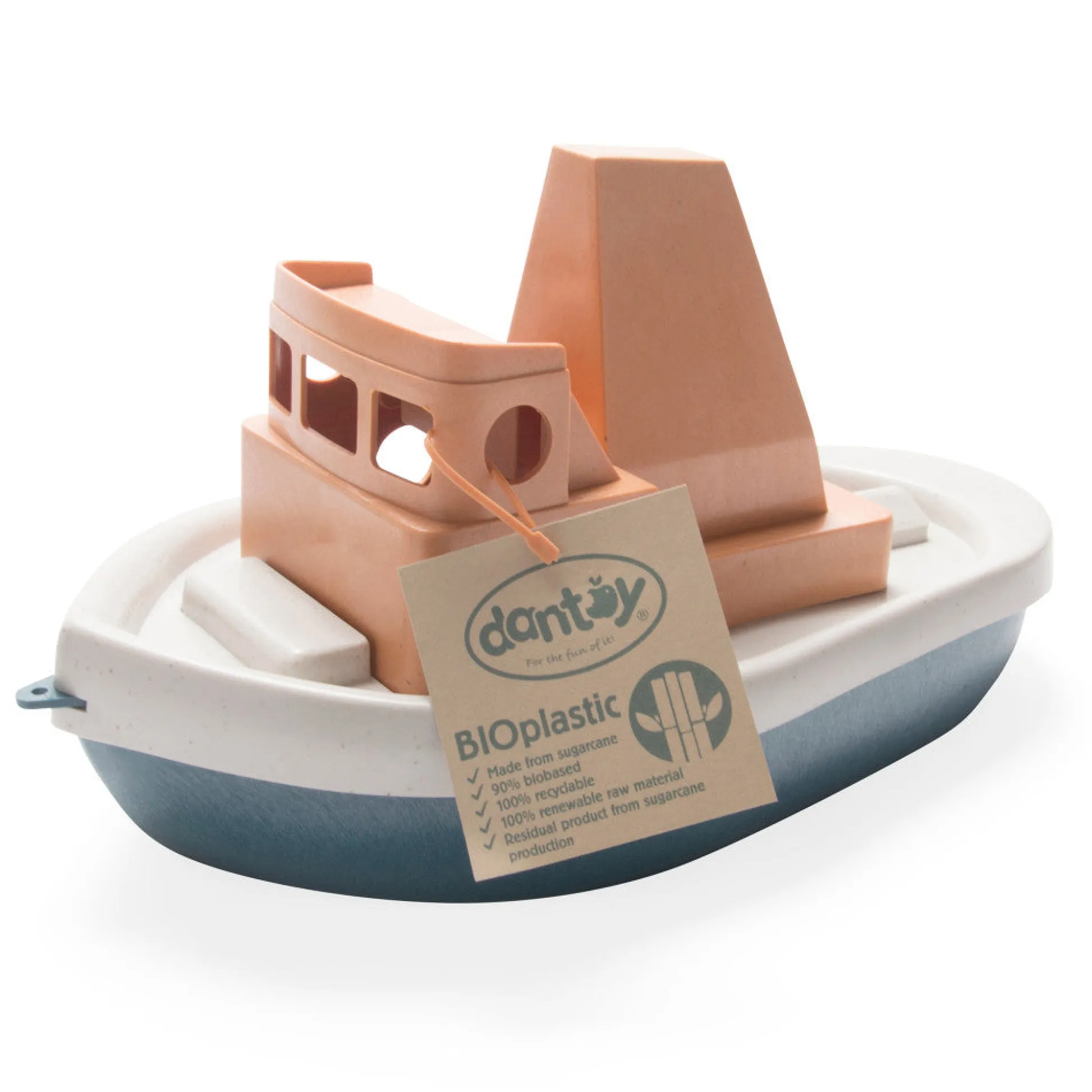 Flat River Group Dantoy BIO Tuff Tuff Boat - Eco-Friendly Toy Tug Boat in Peach & Blue* Bath Toys