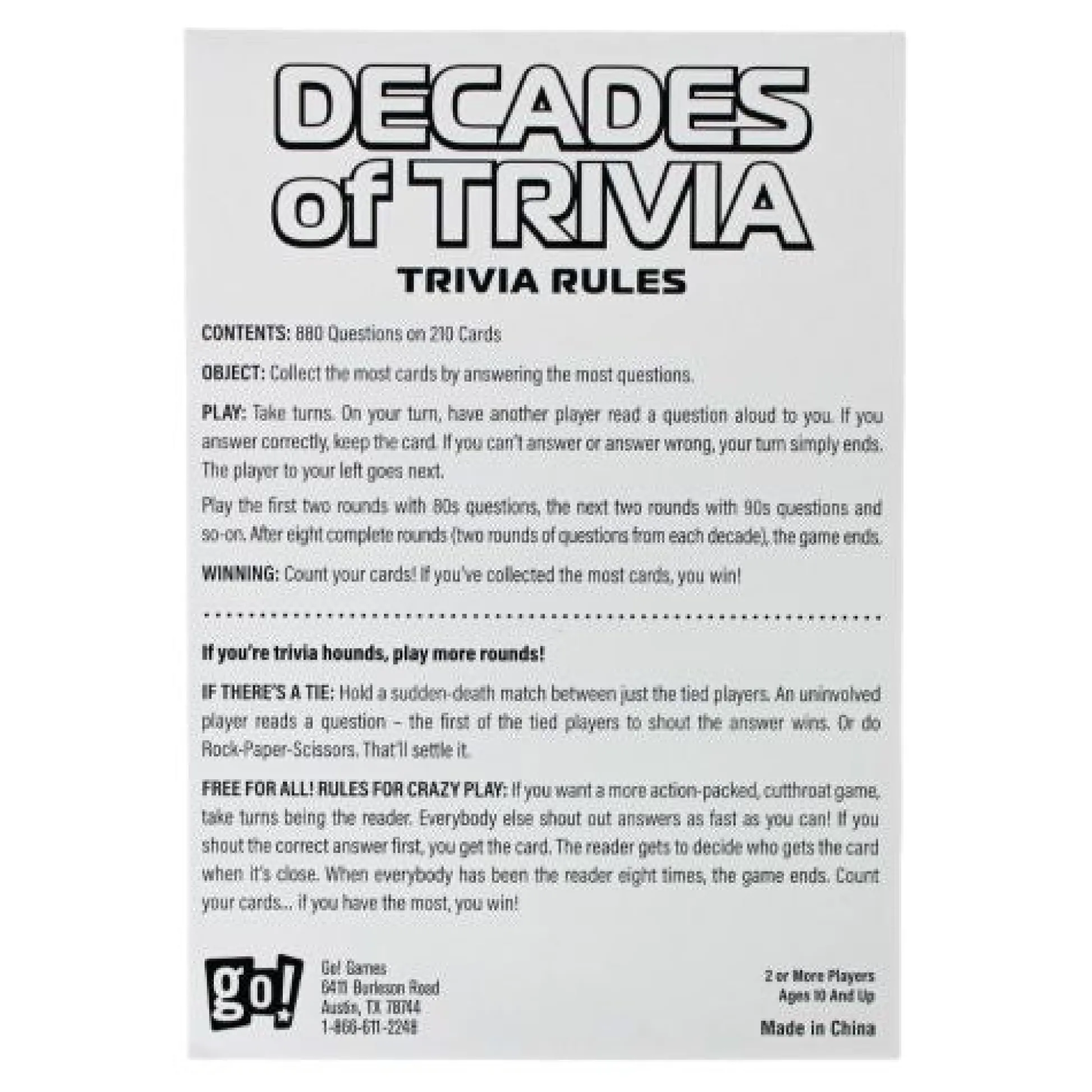 Calendar Holdings, LLC Decades of Trivia Game - Nostalgic Pop Culture Quiz* Role-Playing Games|Board Games
