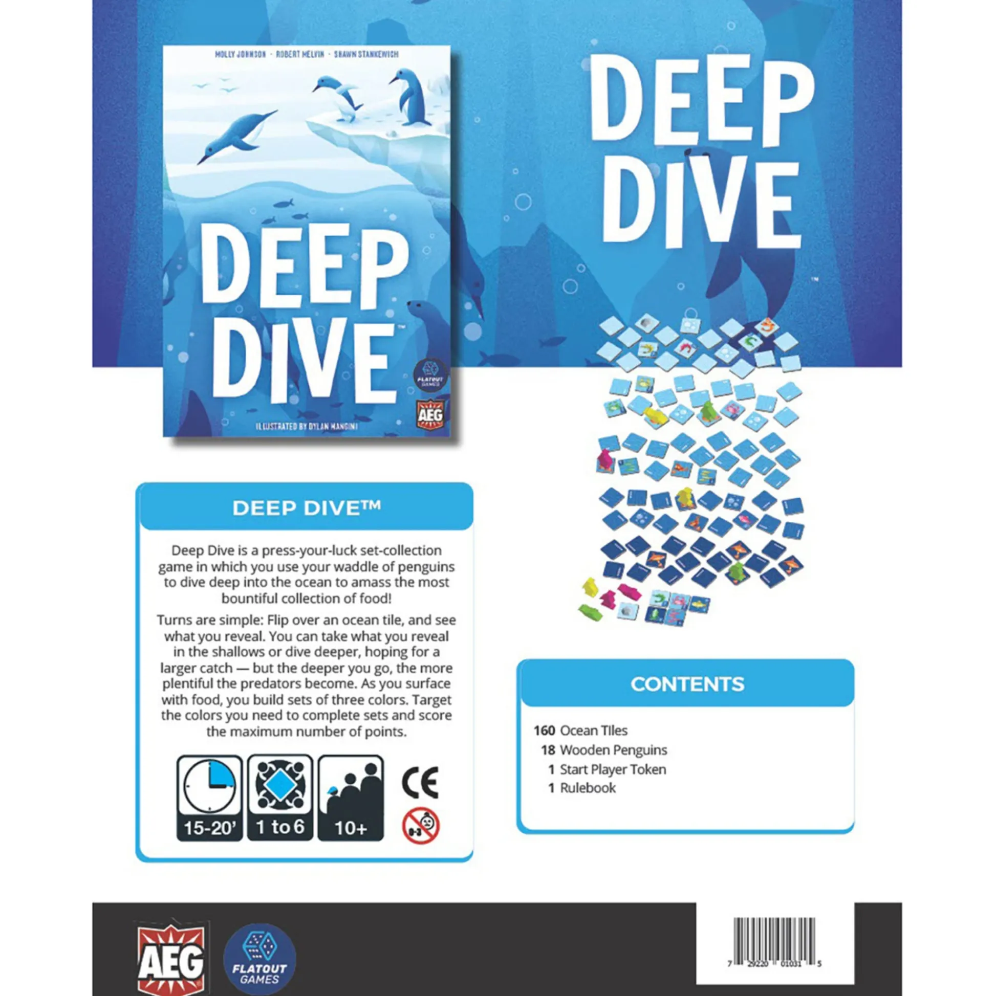 Flat River Group Deep Dive - AEG Ocean-Themed Matching Tile Game* Dominoes & Tiles Games