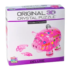 AreYouGame Deluxe Crystal Piggy Bank Kit - Hot Pink, 93 Piece 3D Puzzle* Puzzles