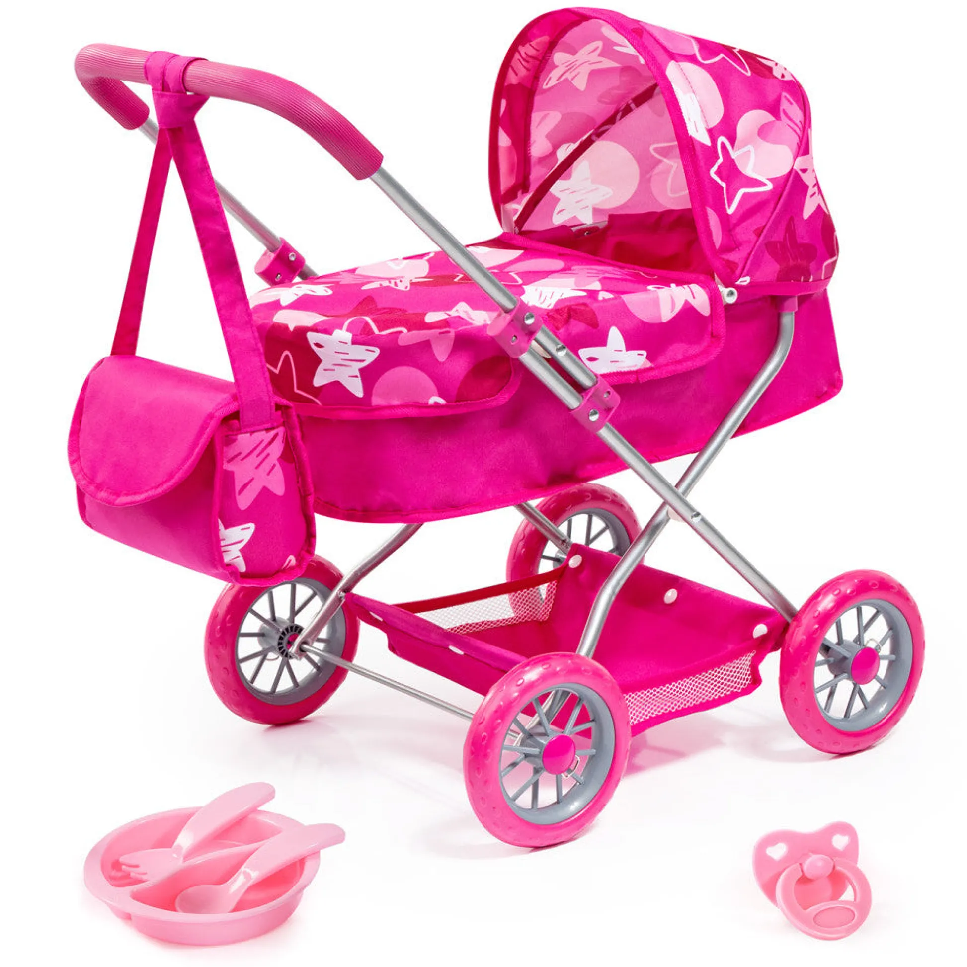 Flat River Group Deluxe Dolls Pram Smarty Set 6 in 1 - Interactive Playset* Social & Emotional Skills|Stuffed Animals & Plush Toys