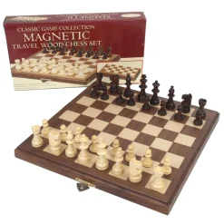 AreYouGame Deluxe Travel Magnetic Walnut Chess Set with Foldable Inlaid Board* Board Games|Role-Playing Games