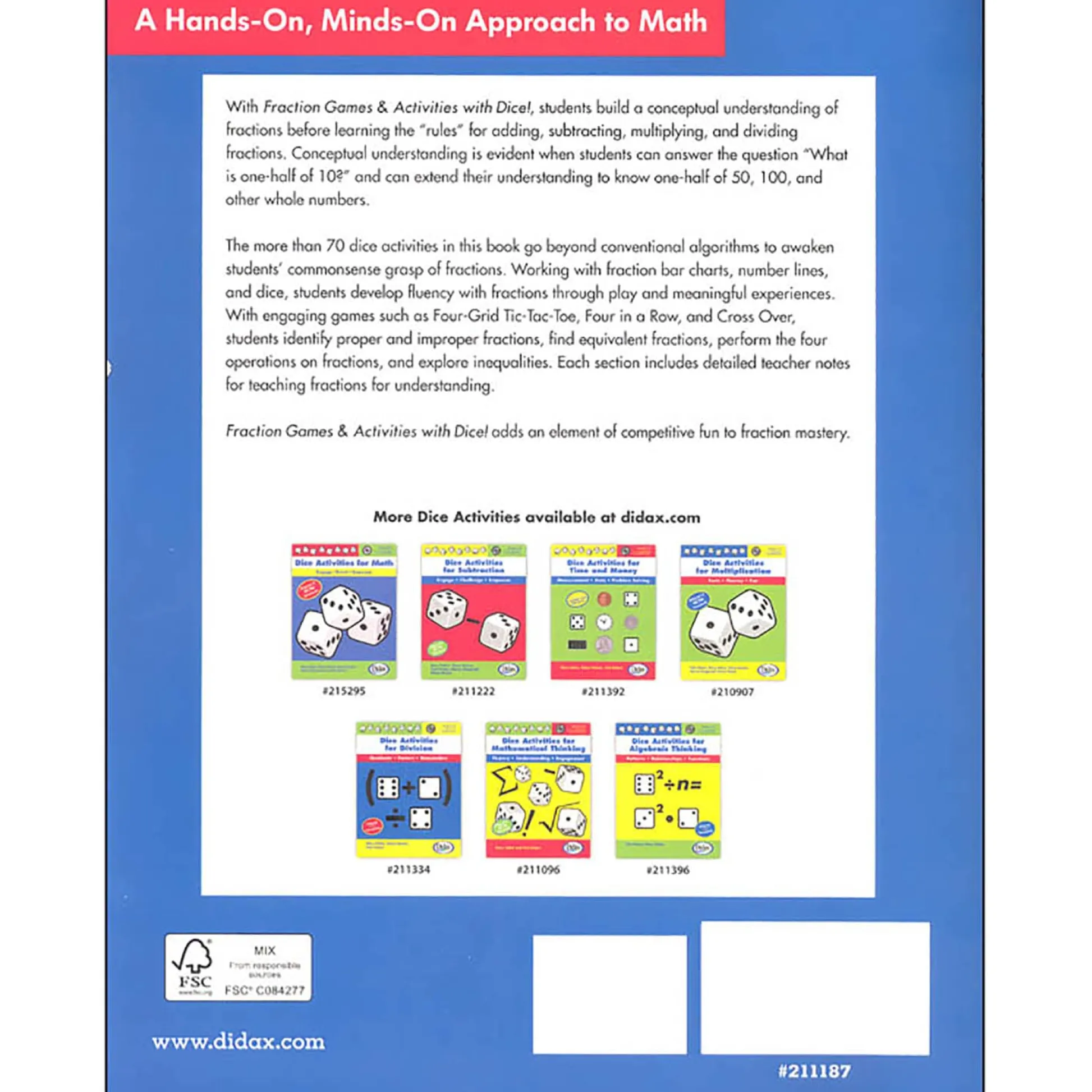 Educators Resource Didax® Fraction Fun - Math Dice Games & Activities Resource Book*Kids Math Toys|Math, Counting & Time