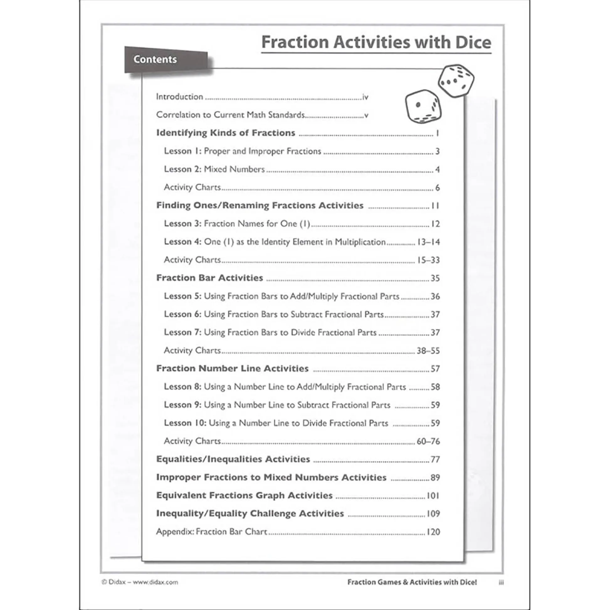 Educators Resource Didax® Fraction Fun - Math Dice Games & Activities Resource Book*Kids Math Toys|Math, Counting & Time