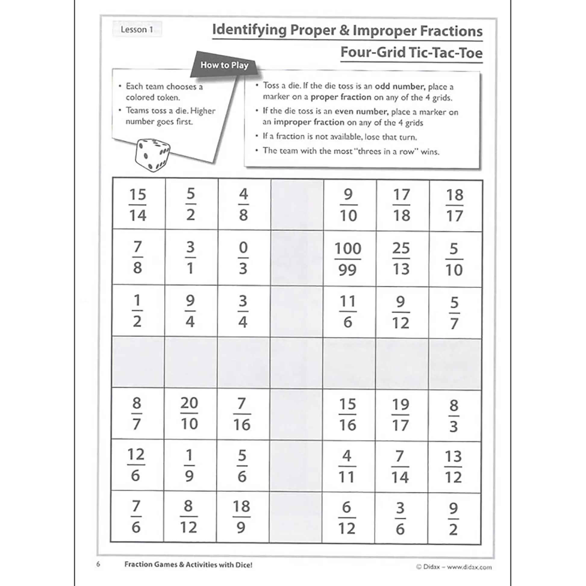 Educators Resource Didax® Fraction Fun - Math Dice Games & Activities Resource Book*Kids Math Toys|Math, Counting & Time