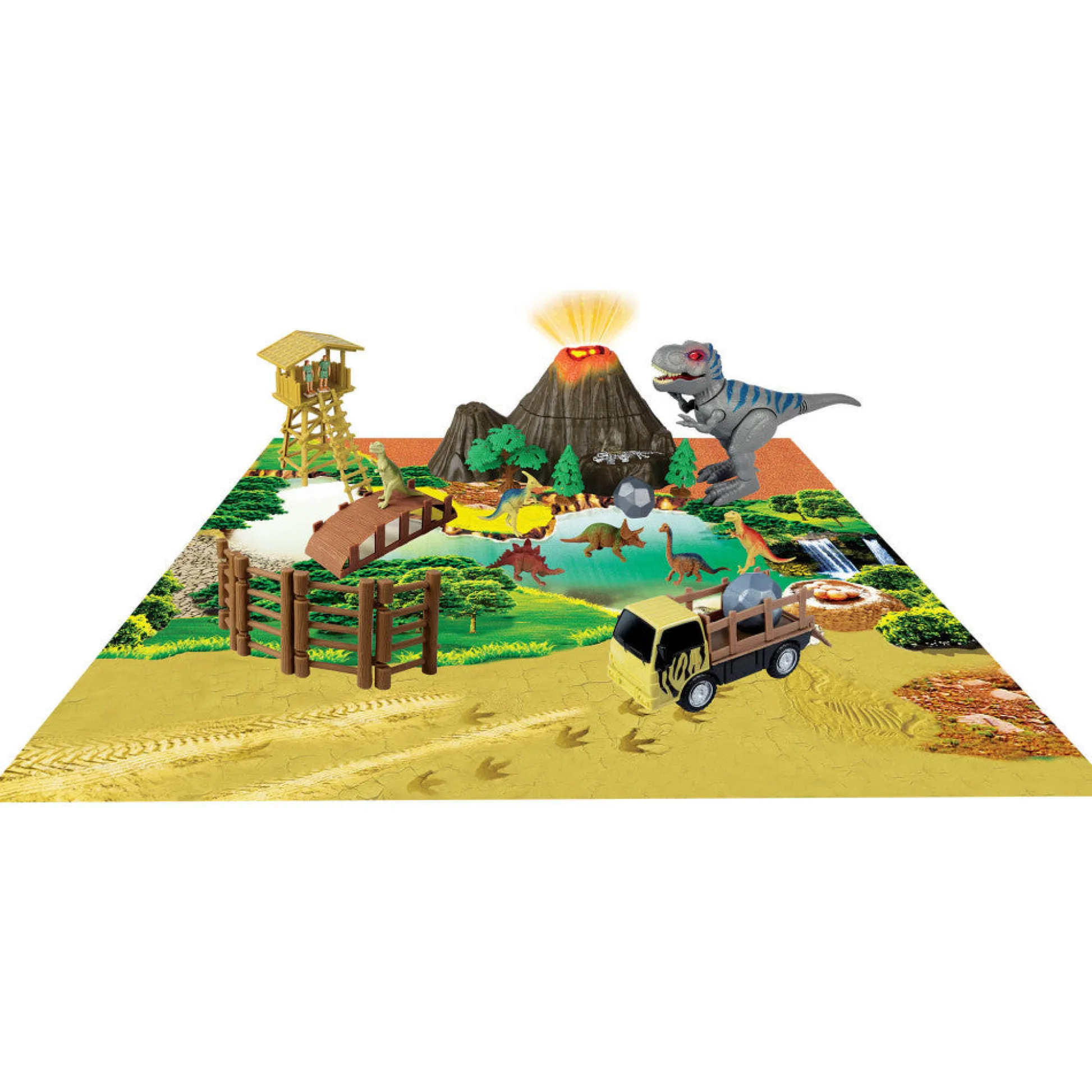 Flat River Group DinoWorld Adventure Playset with Walking T-REX and Light-Up Volcano* Playsets & Vehicles