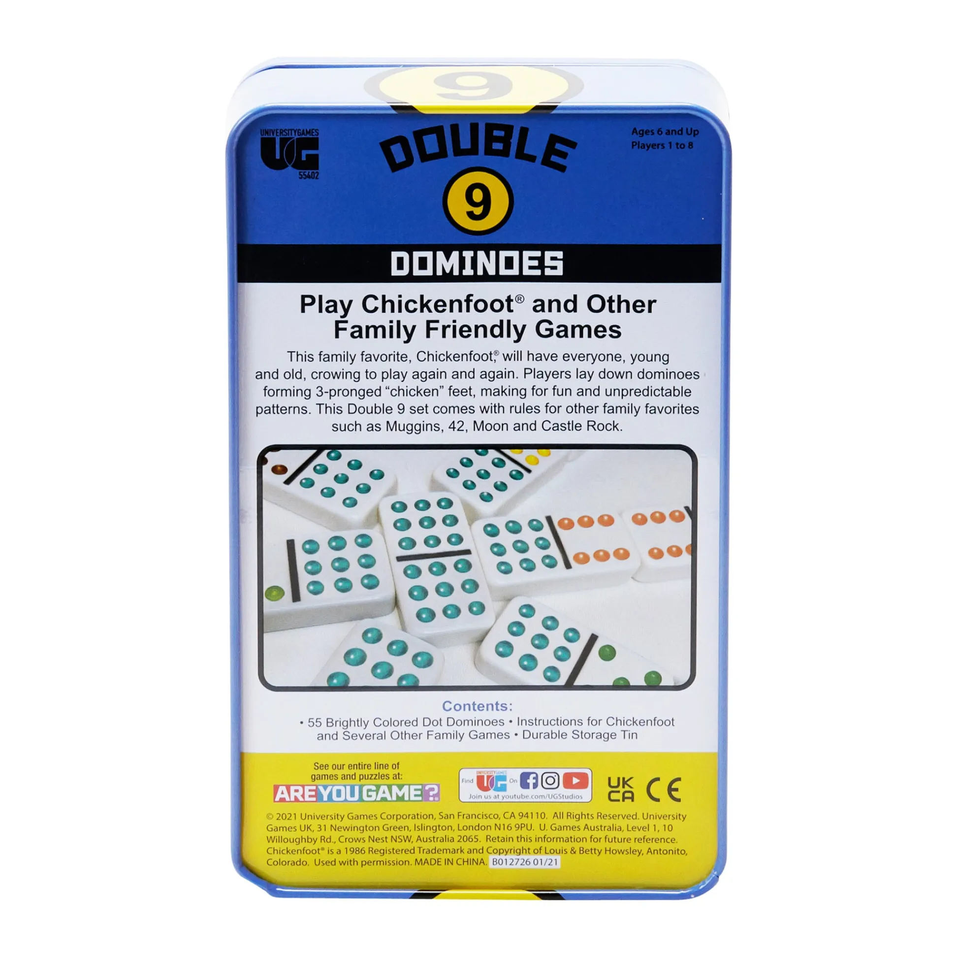 AreYouGame Double 9 Chickenfoot Professional Dominoes Game Set* Dominoes & Tiles Games