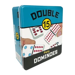 AreYouGame Double 15 Color Dot Dominoes Set with Durable Storage Tin* Dominoes & Tiles Games