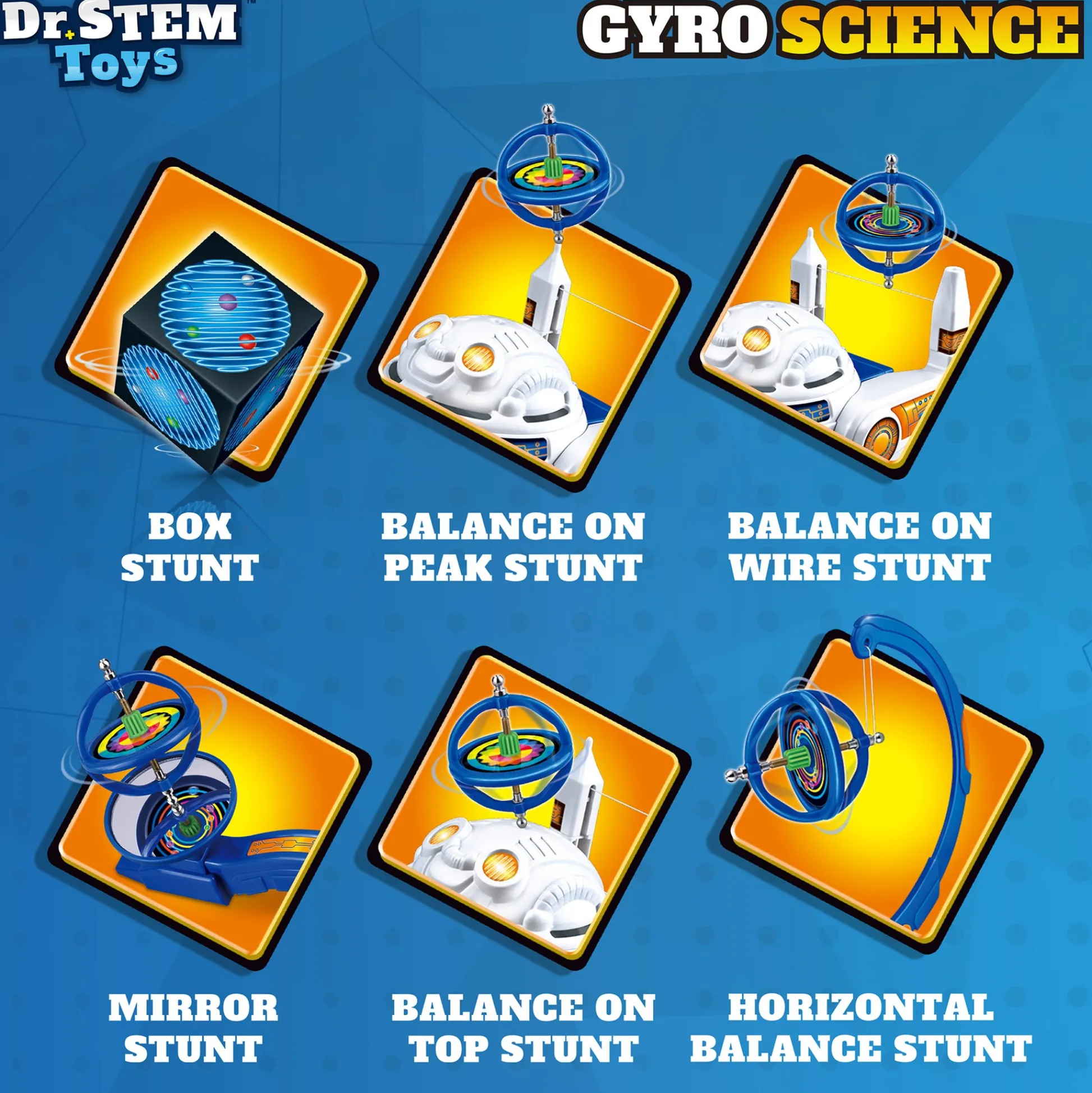Flat River Group Dr. STEM Gyro Science 40-Piece Kit - Gyroscope Stunts & Auto Spin for Kids 8+* Science Toys
