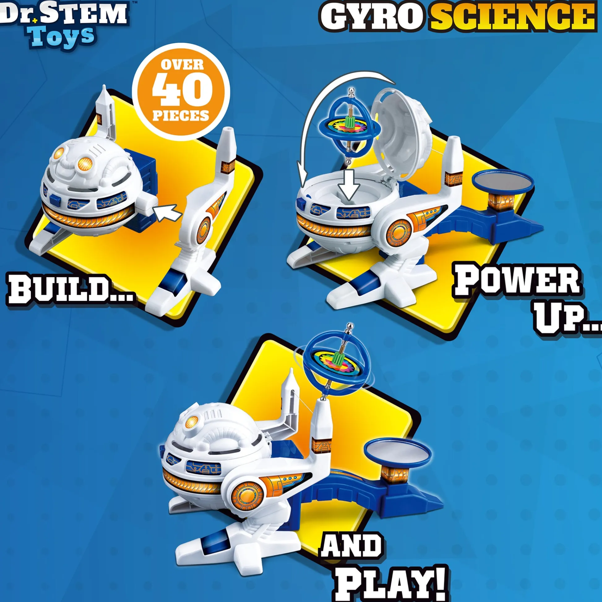 Flat River Group Dr. STEM Gyro Science 40-Piece Kit - Gyroscope Stunts & Auto Spin for Kids 8+* Science Toys