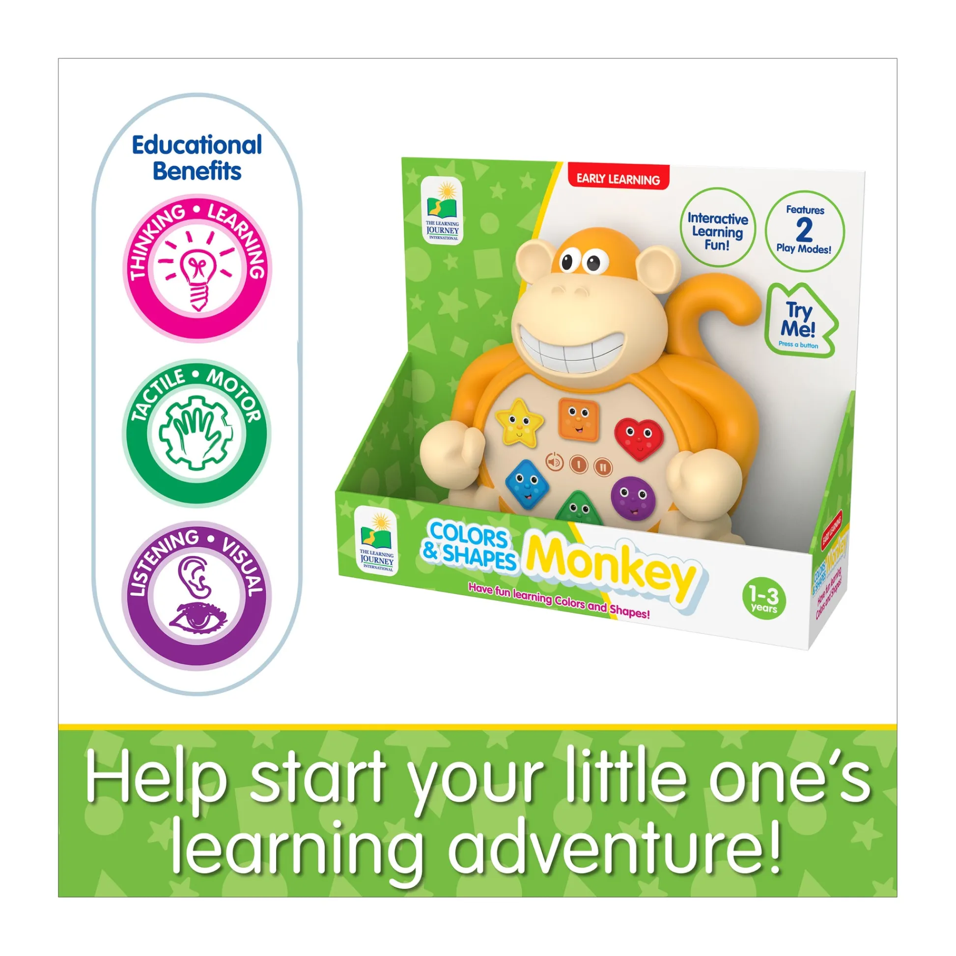 AreYouGame Early Learning Colors & Shapes Monkey - Interactive Educational Toy* Preschool Education Toys & Activities